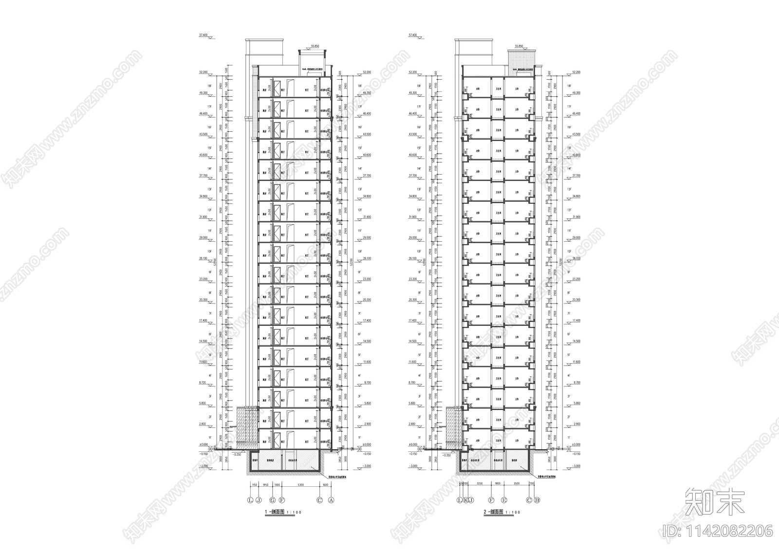 现代高层住宅区建筑cad施工图下载【ID:1142082206】