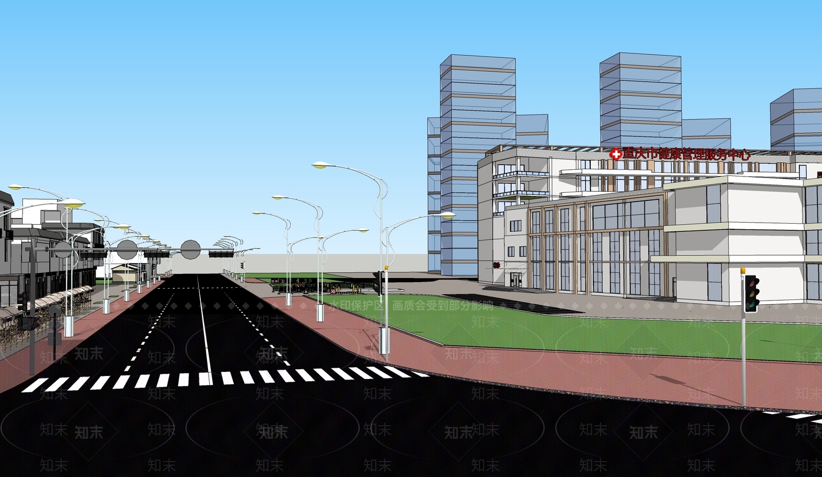 现代医院建筑SU模型下载【ID:1142083765】