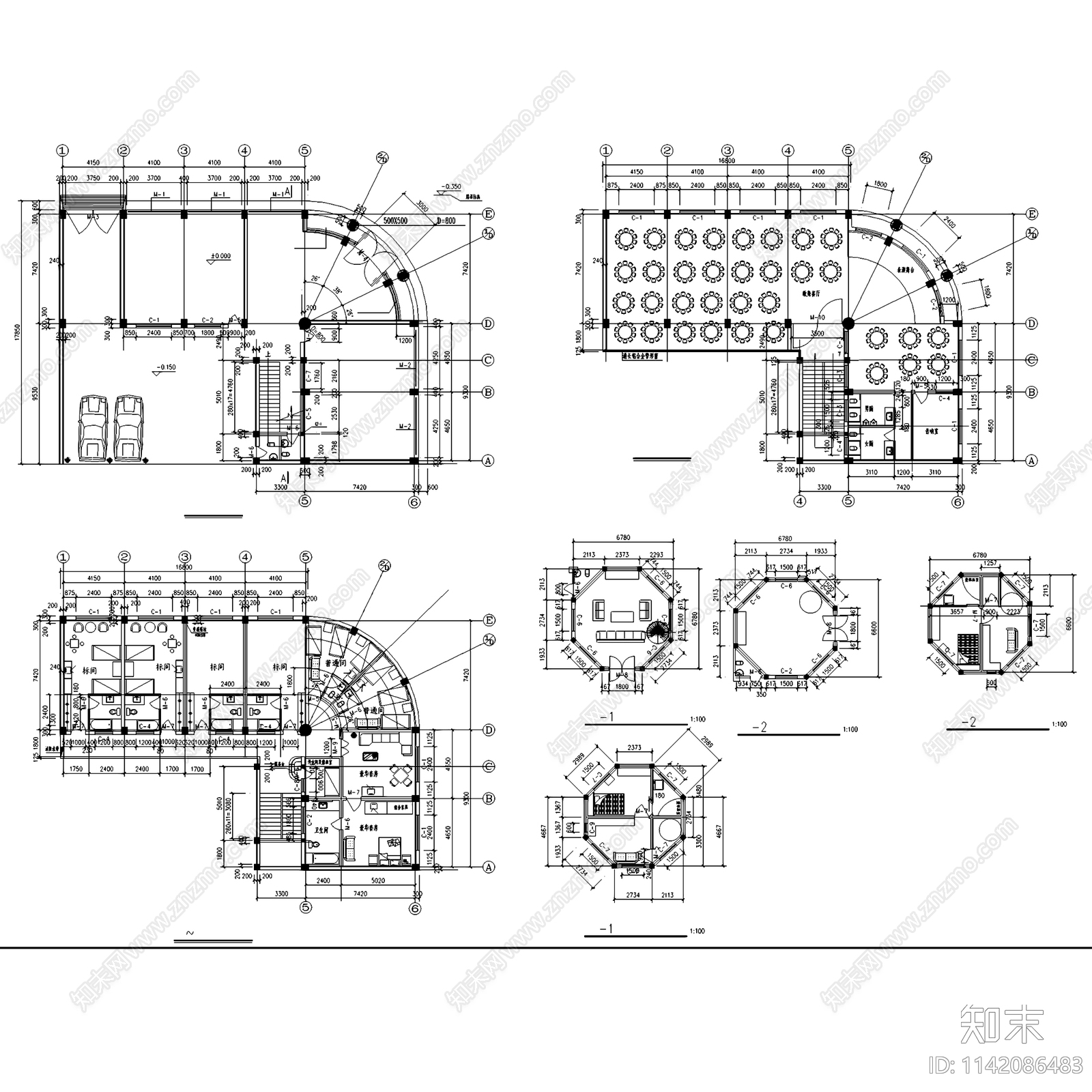 欧式五层框架结构商业住宅综合楼建筑cad施工图下载【ID:1142086483】