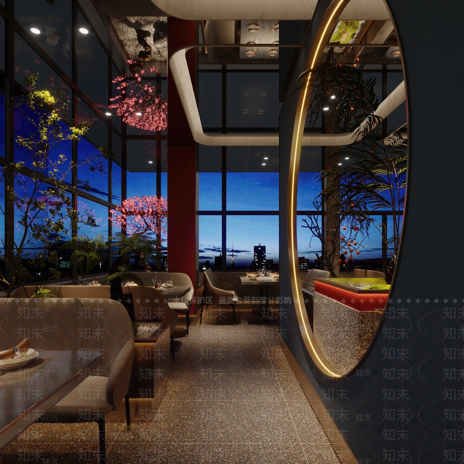 现代风格中餐厅3D模型下载【ID:1142086985】