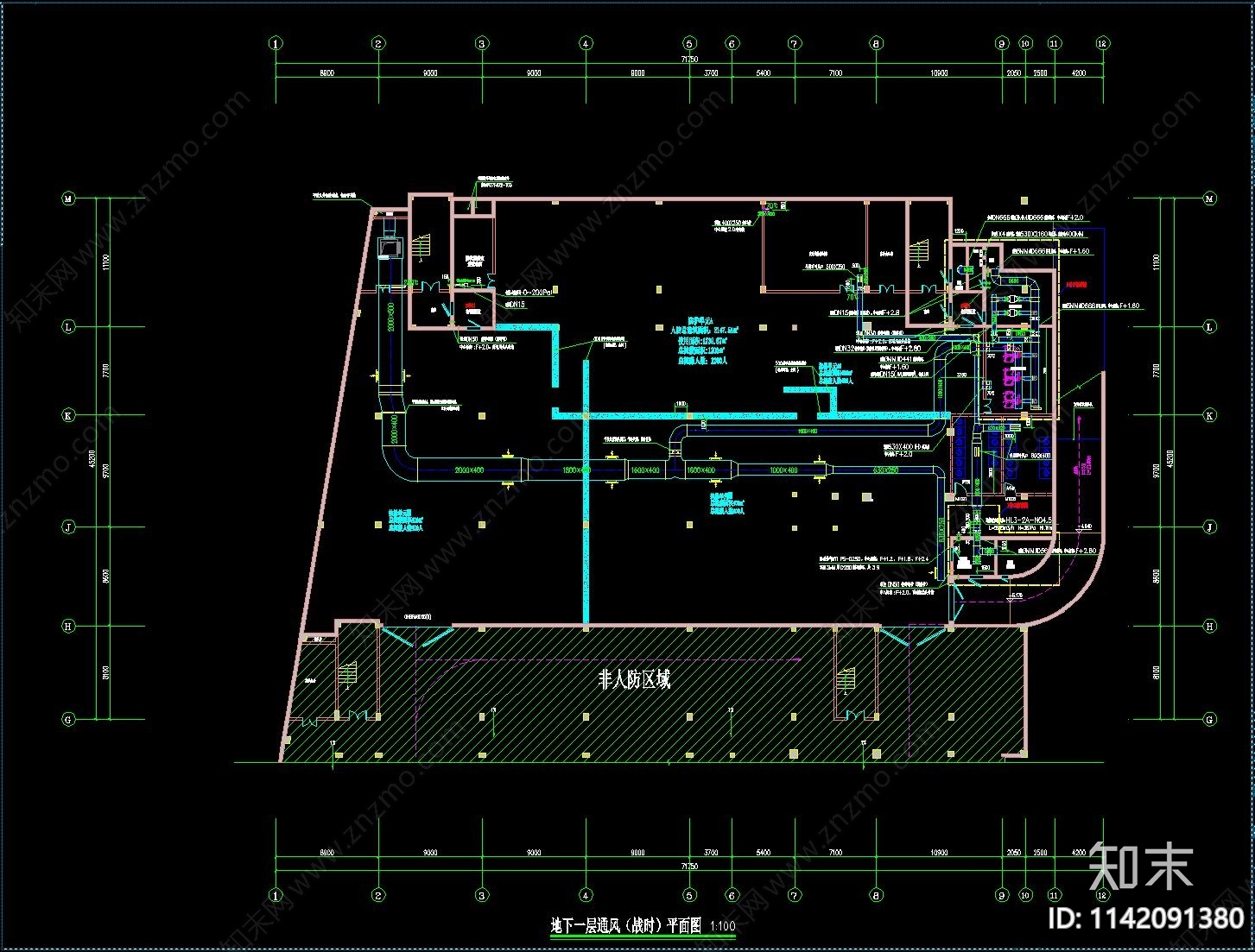 地下室人防工程水电风cad施工图下载【ID:1142091380】