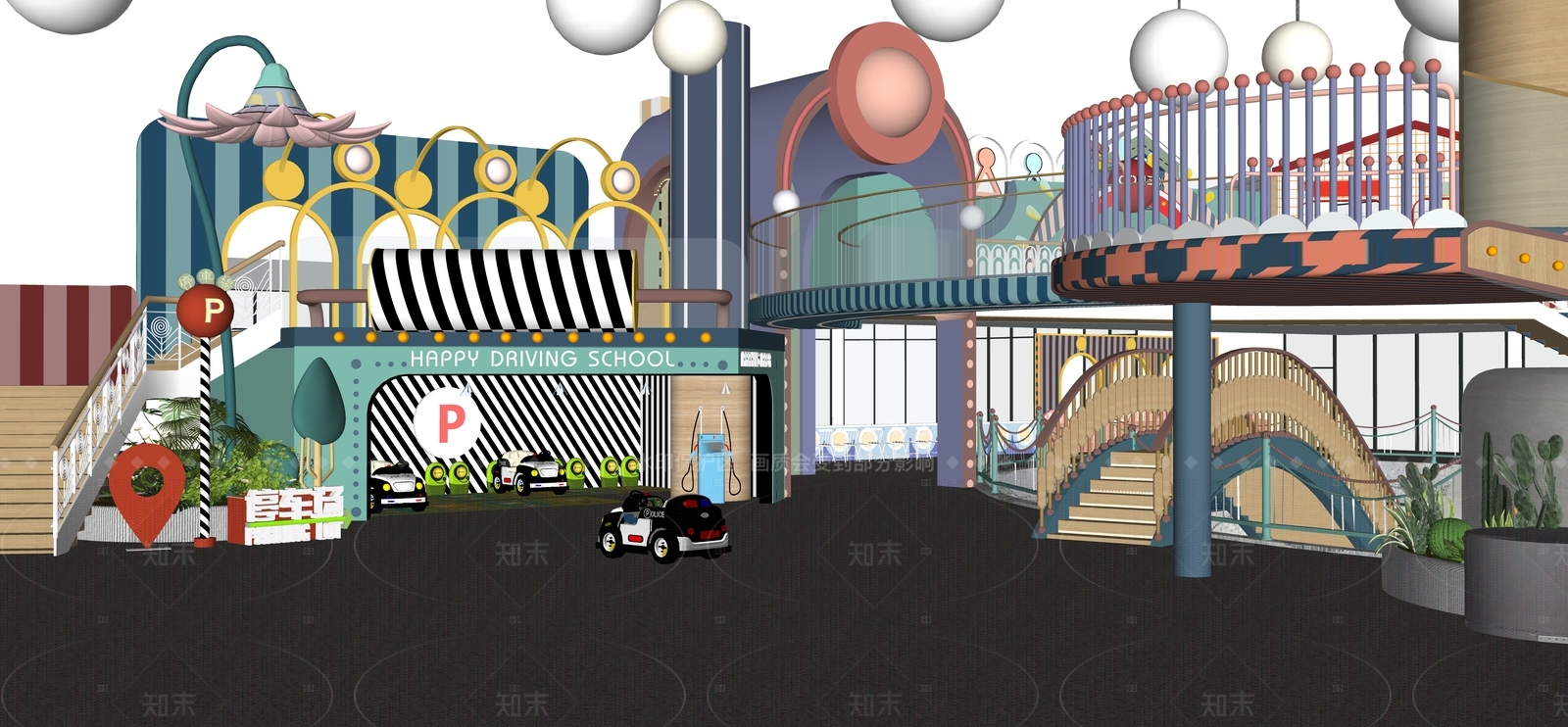 现代儿童游乐园SU模型下载【ID:1142094560】