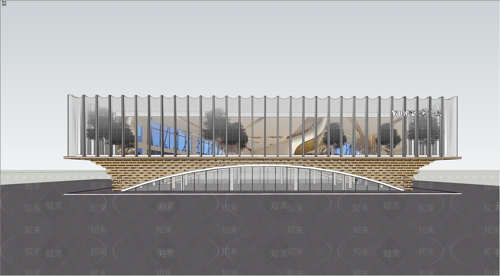 现在展览馆建筑SU模型下载【ID:1142097608】