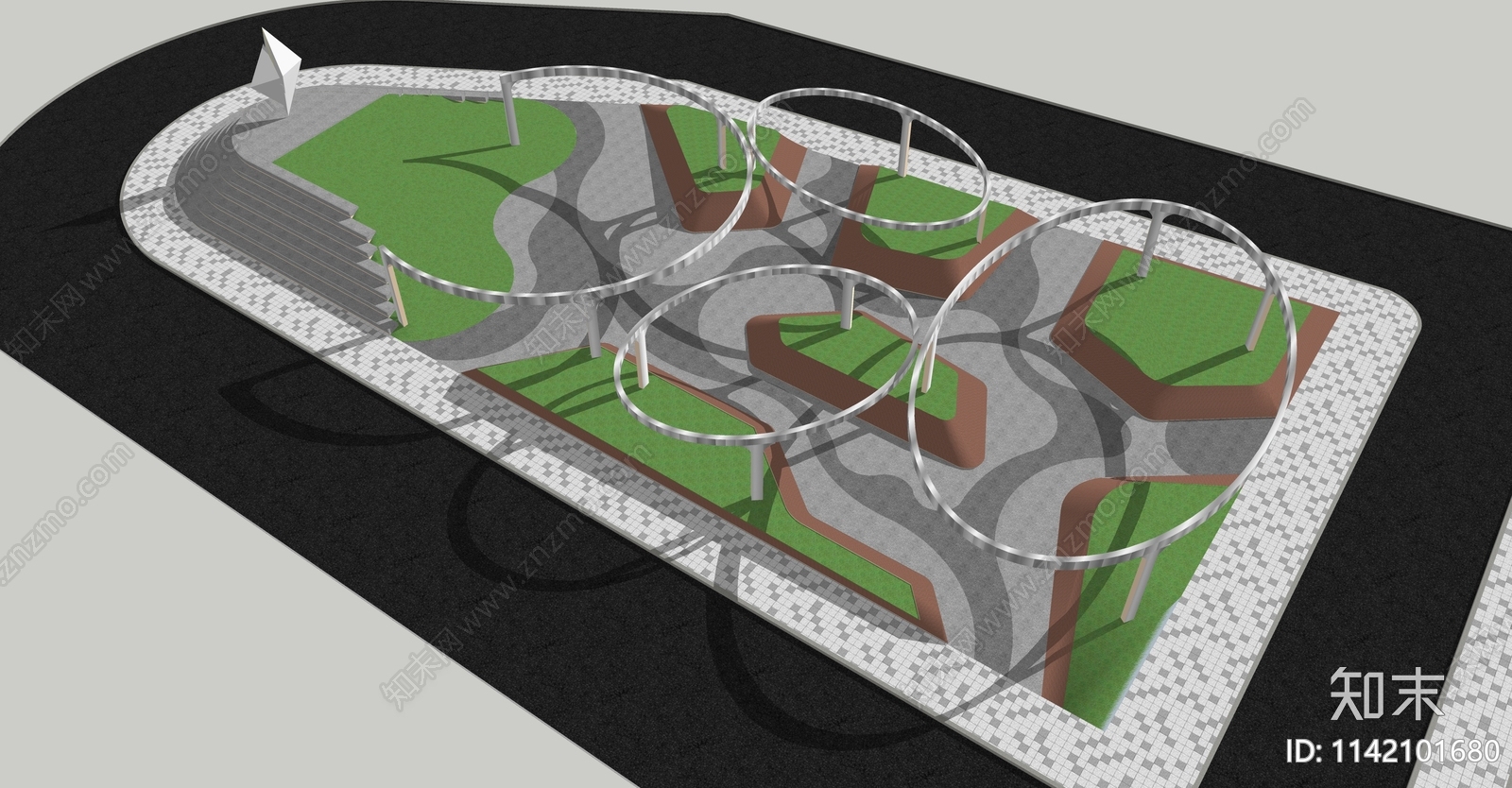 现代街头口袋公园SU模型下载【ID:1142101680】