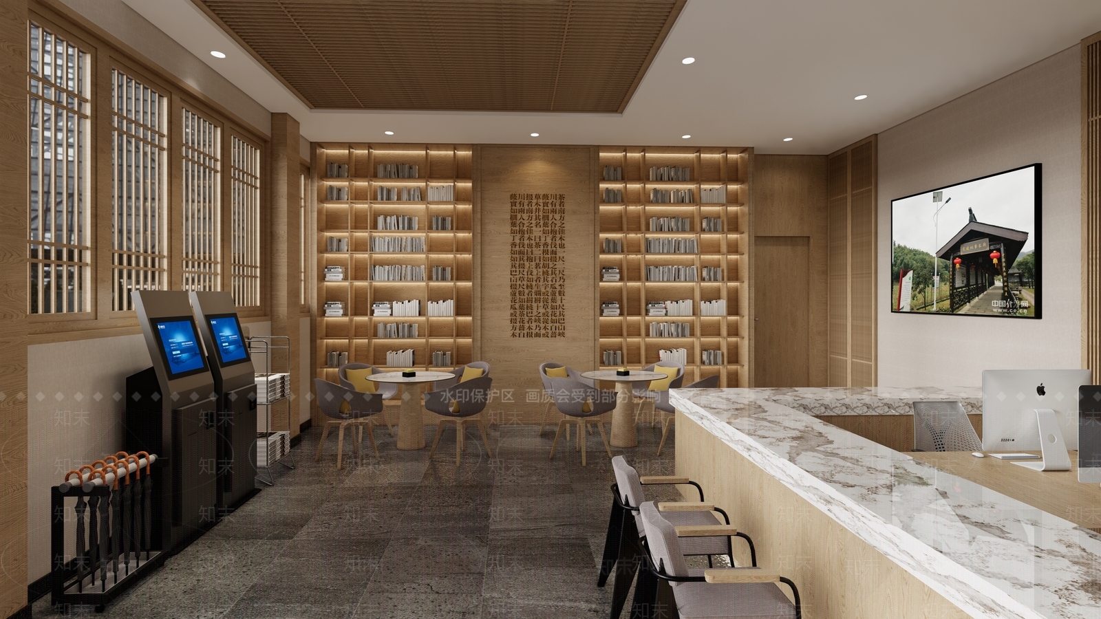 新中式酒店大堂SU模型下载【ID:1215202605】