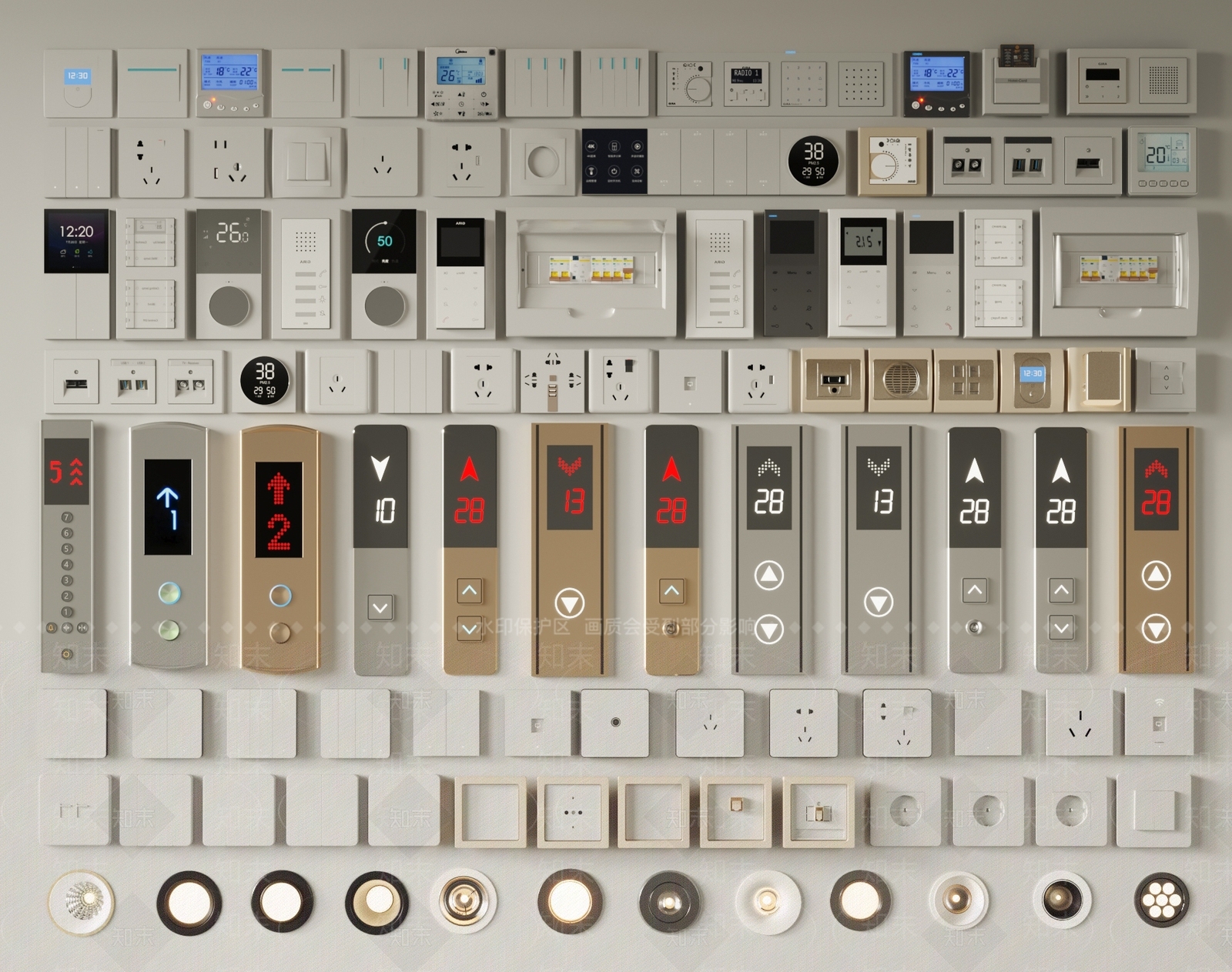 开关插座电梯按钮3D模型下载【ID:1143261416】