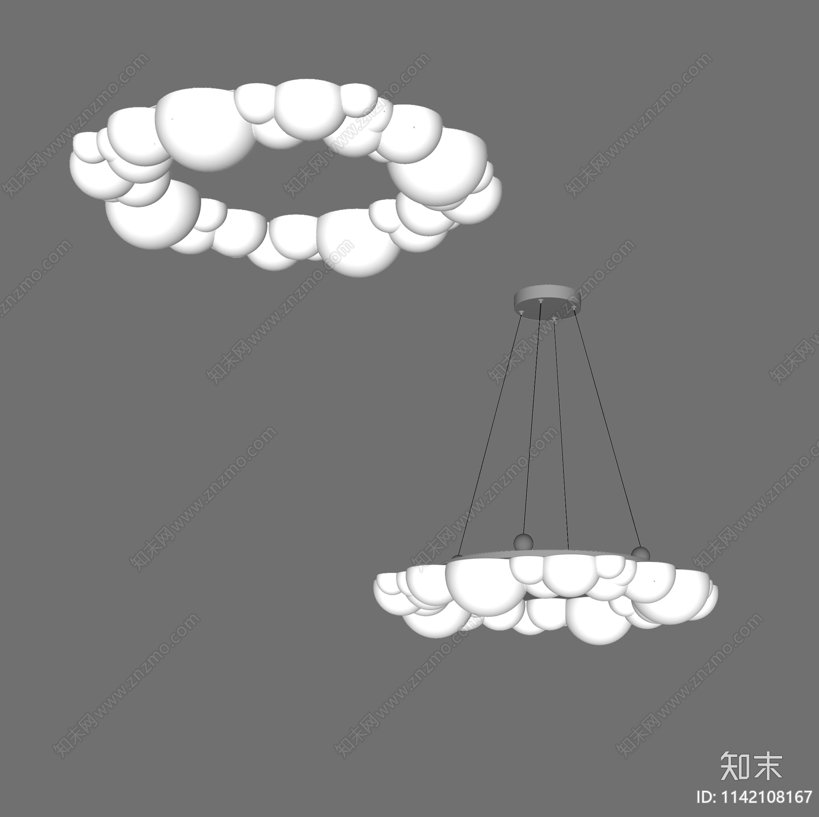 现代奶油风灯具组合SU模型下载【ID:1142108167】