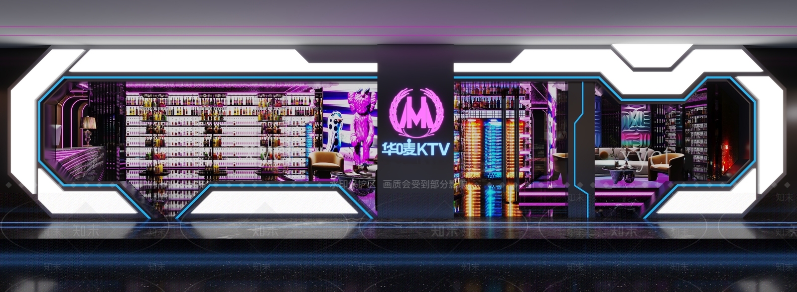 科技风KTV门头门面3D模型下载【ID:1142116128】