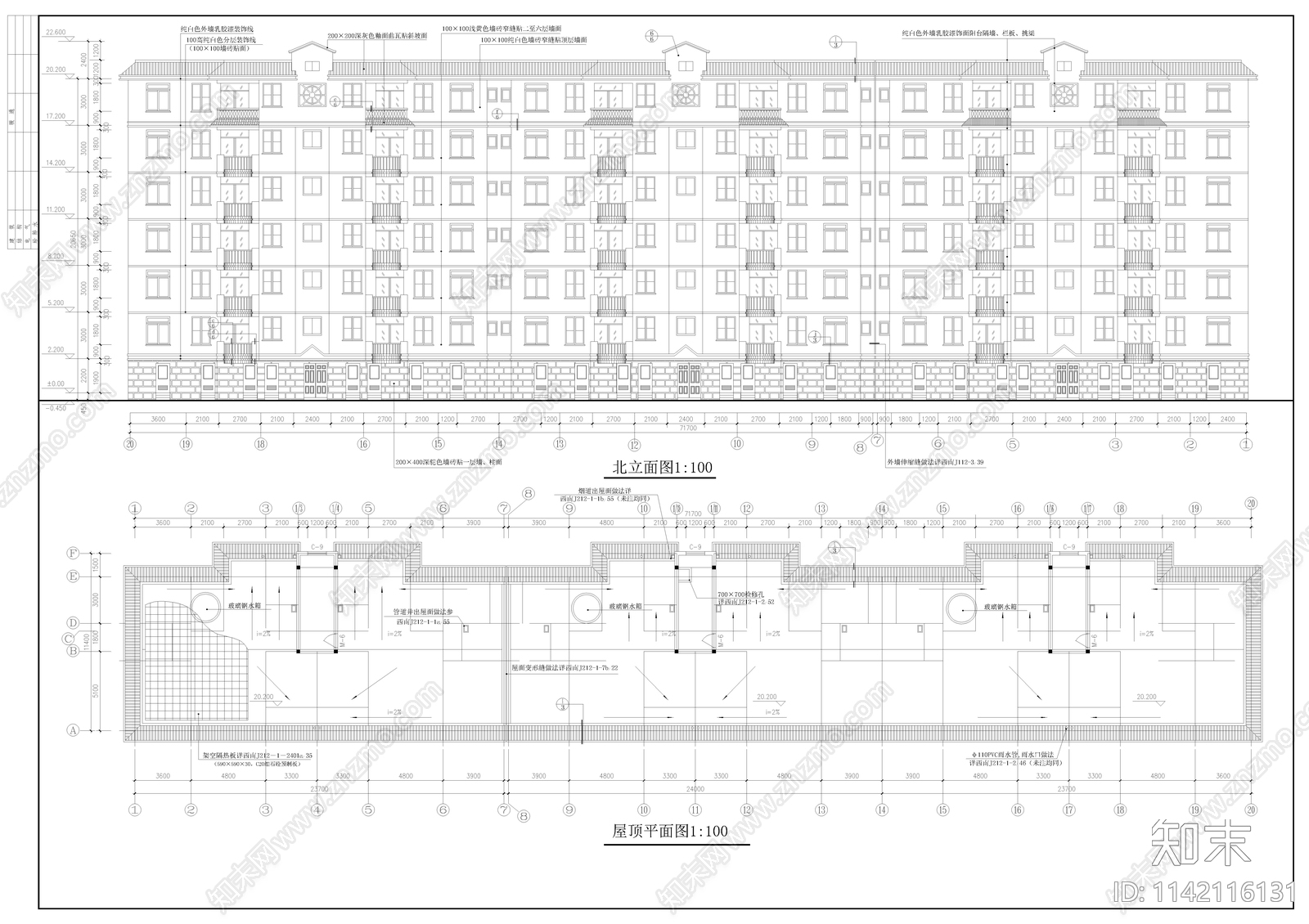 120平米住宅区建筑cad施工图下载【ID:1142116131】