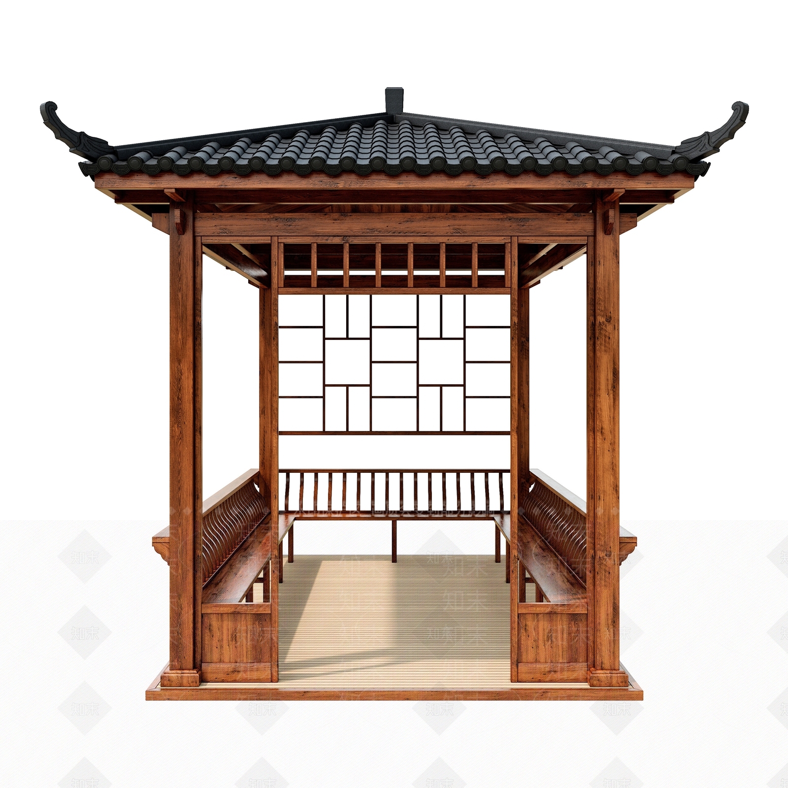 中式四角亭SU模型下载【ID:1142123589】