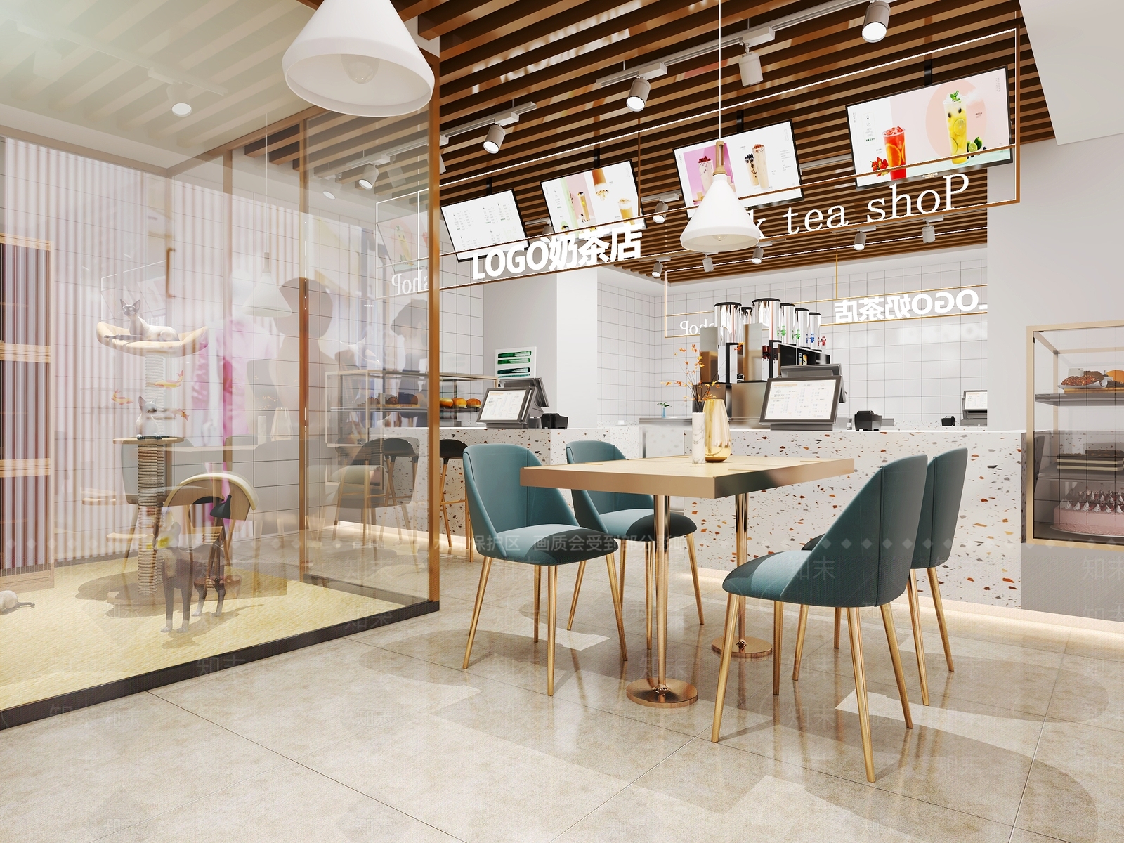 现代甜品奶茶店3D模型下载【ID:1142134026】