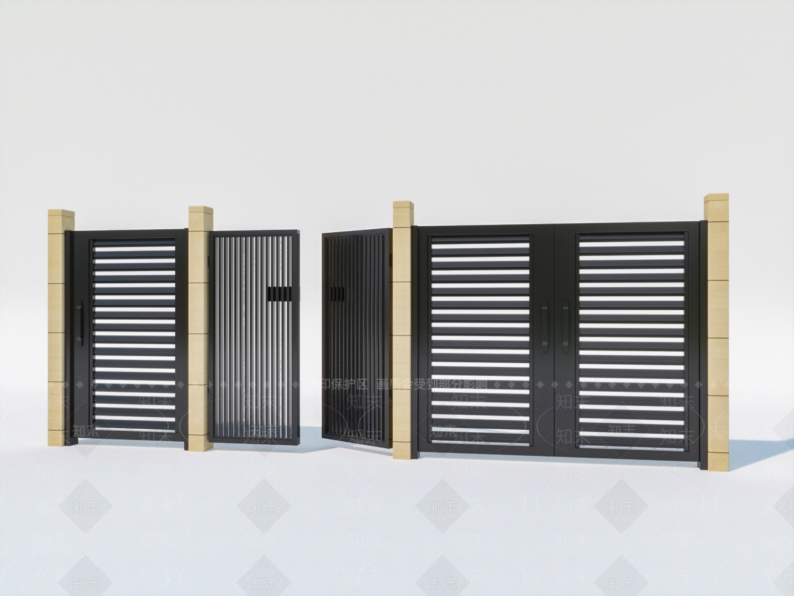 铁艺大门3D模型下载【ID:1144356887】