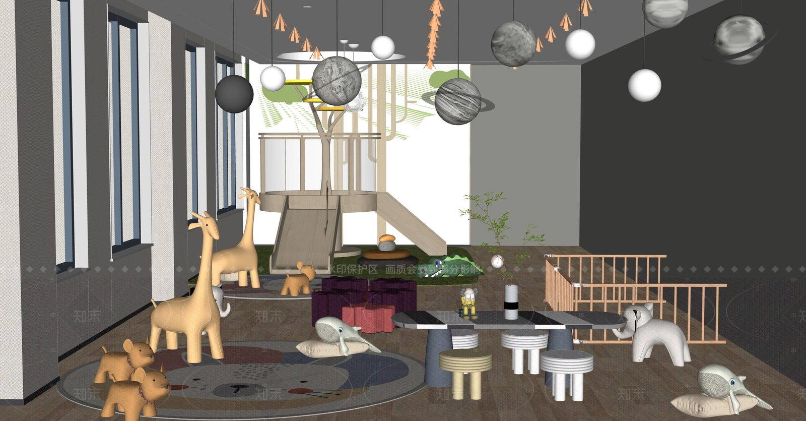 现代儿童活动室SU模型下载【ID:1142137347】