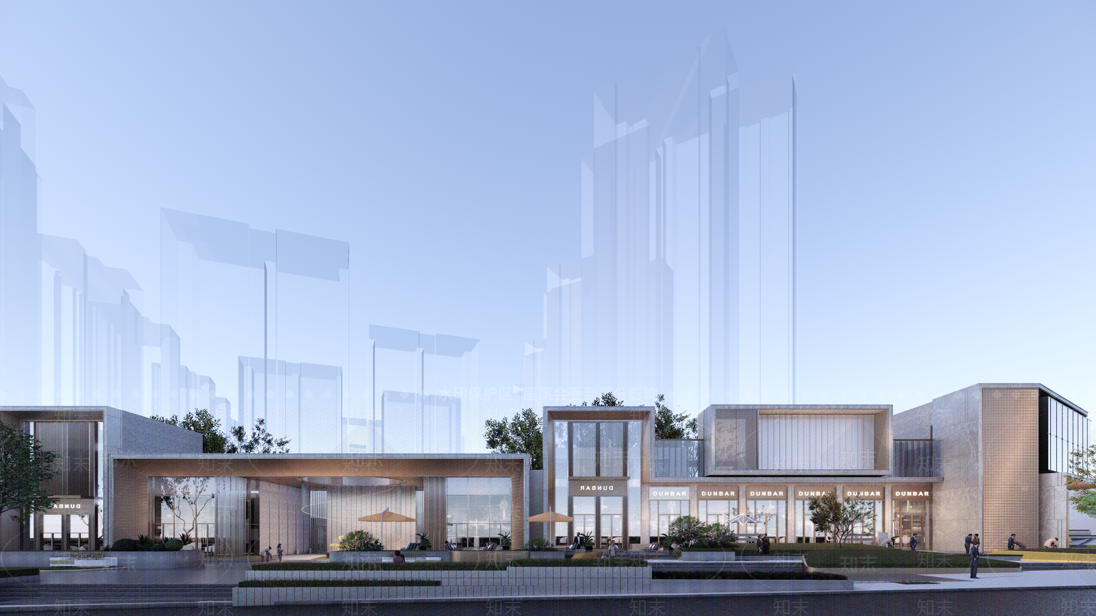 现代风格商业街SU模型下载【ID:1142140634】