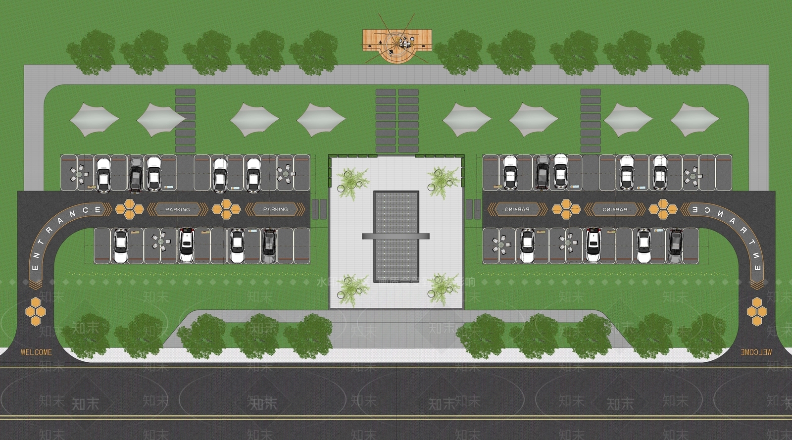 现代后备箱集市停车场SU模型下载【ID:1142141122】