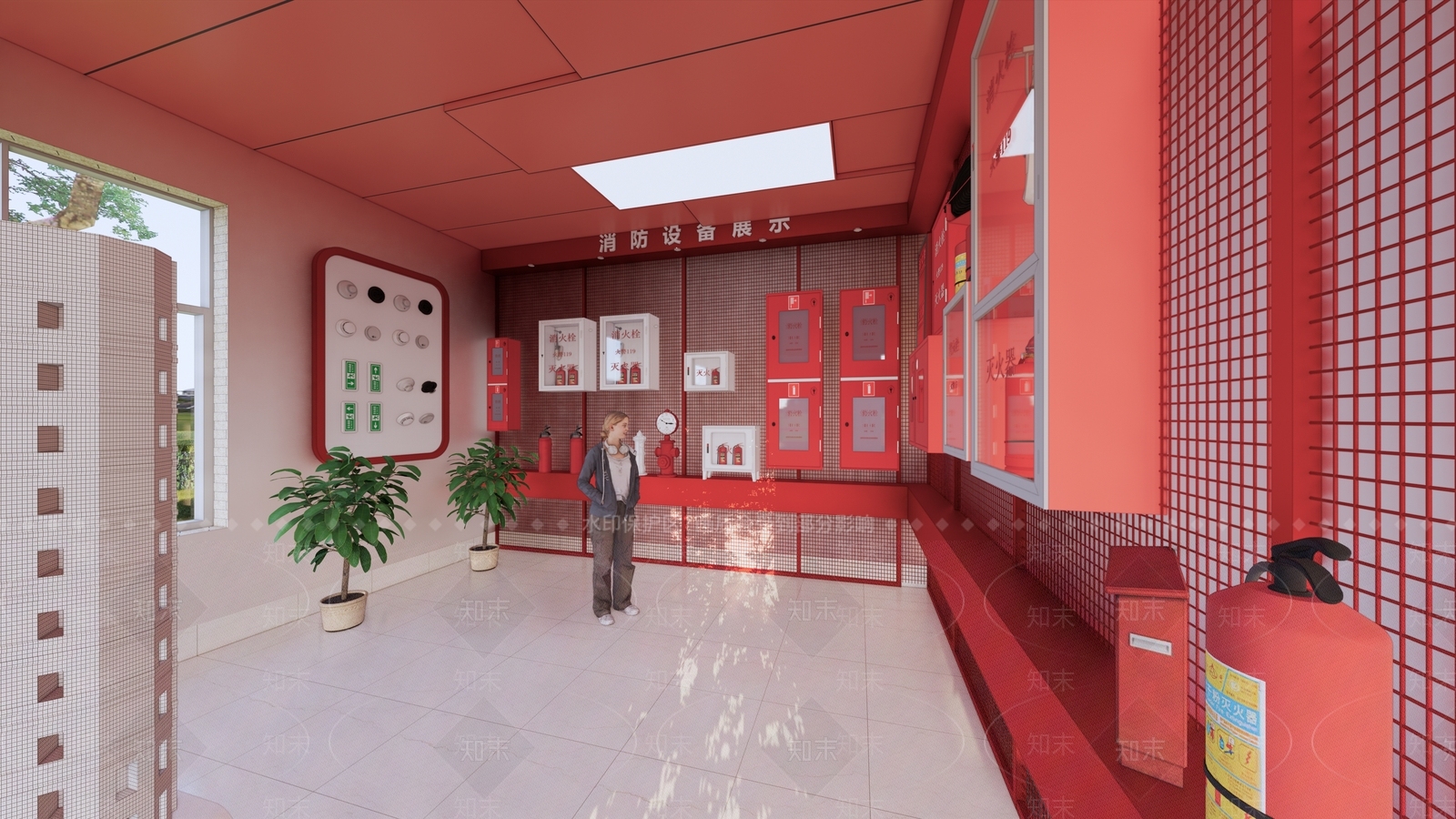 现代消防展厅SU模型下载【ID:1142141782】