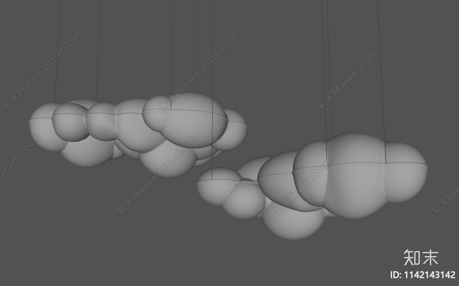 现代简约云朵吊灯SU模型下载【ID:1142143142】
