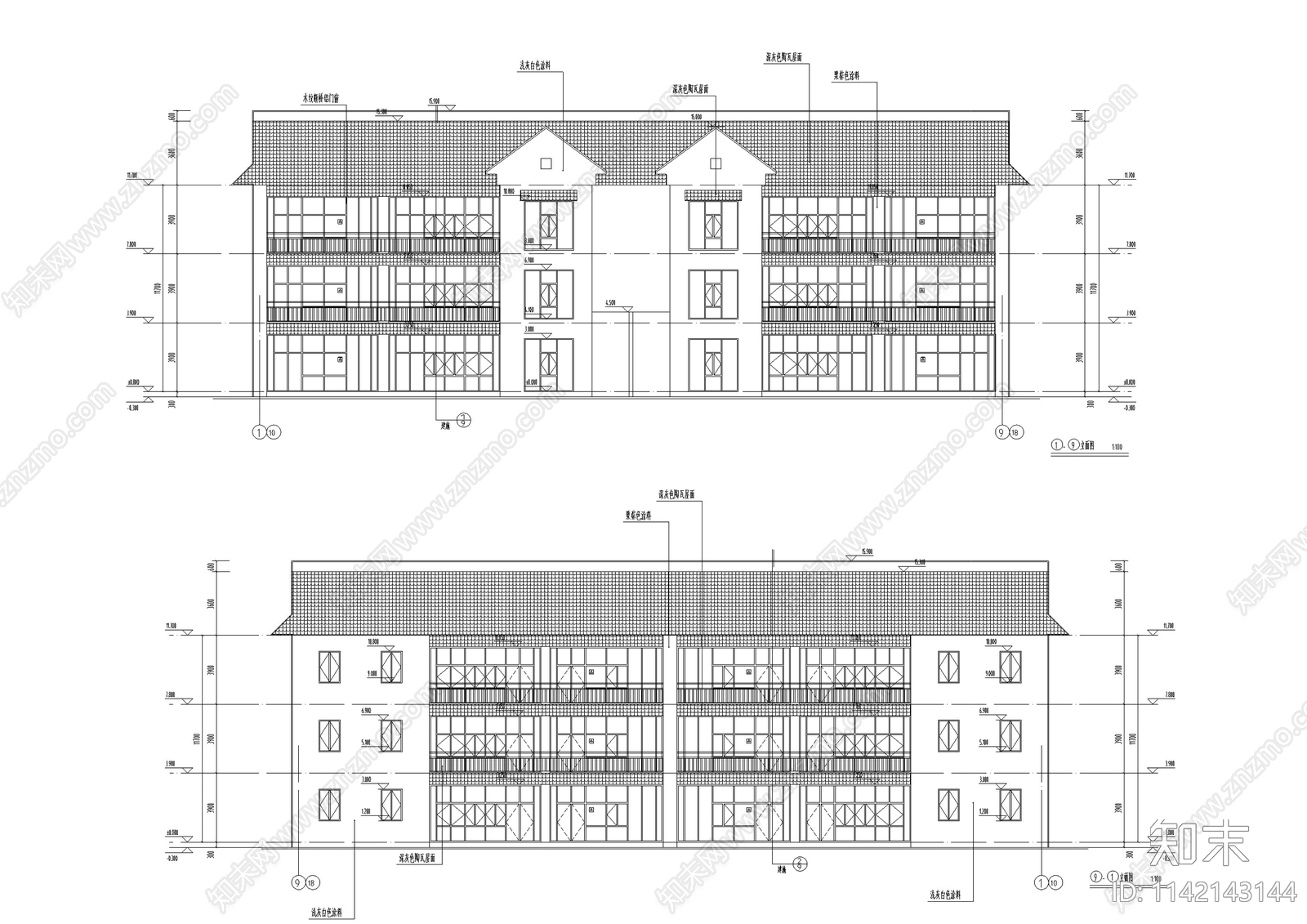 企业总部办公楼建筑cad施工图下载【ID:1142143144】
