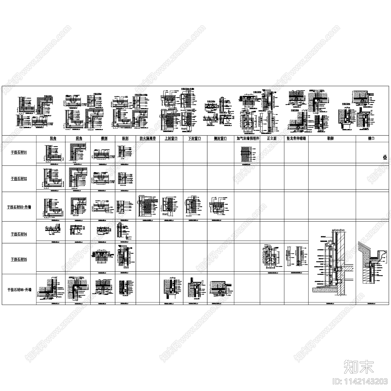 干挂石材节点大样施工图下载【ID:1142143203】
