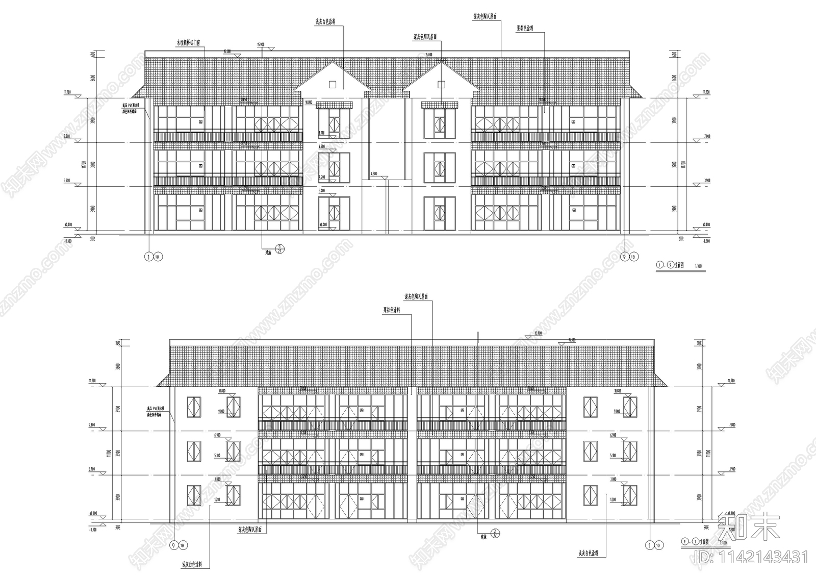 企业总部办公楼建筑施工图下载【ID:1142143431】