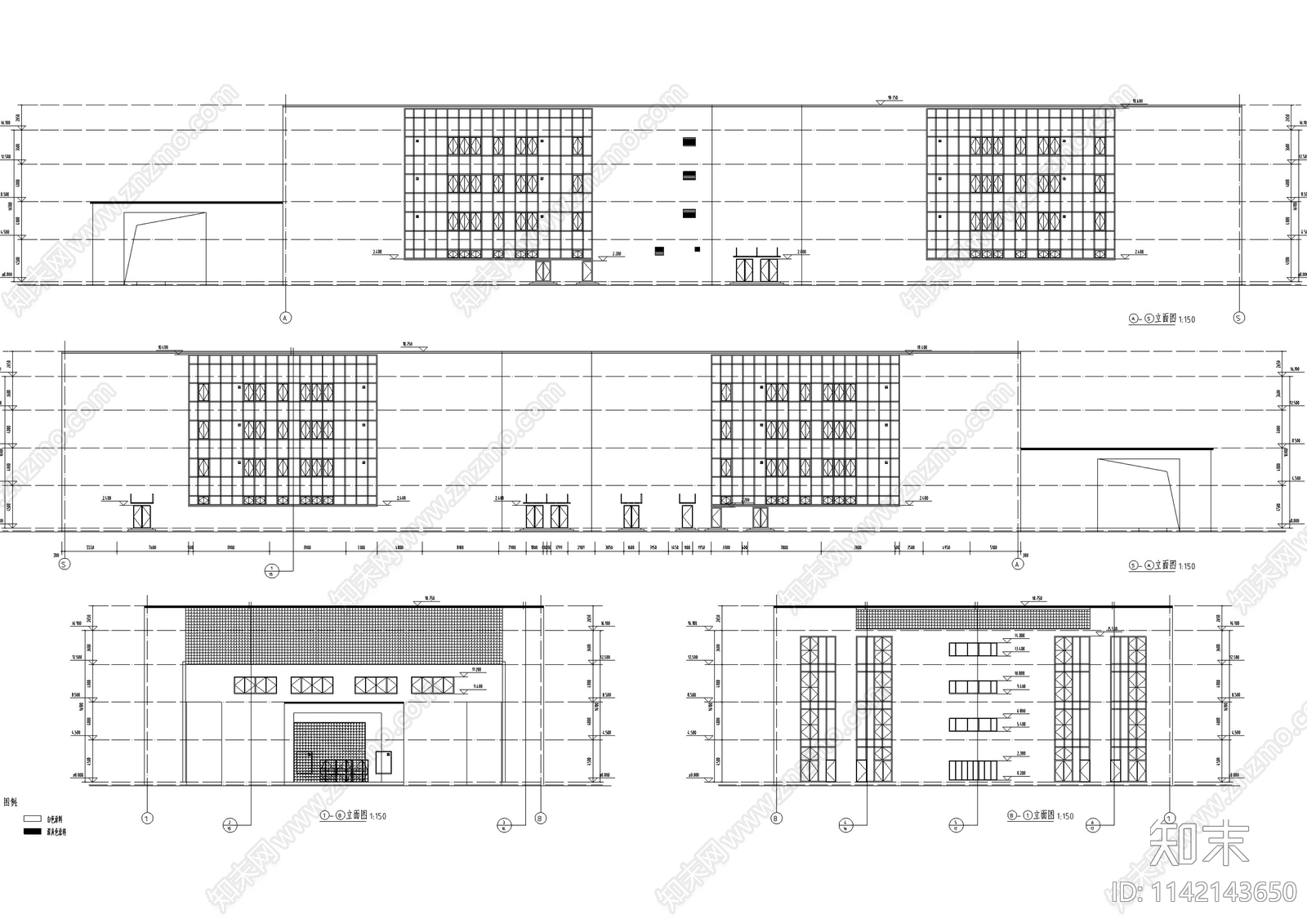 新中式企业会所建筑cad施工图下载【ID:1142143650】