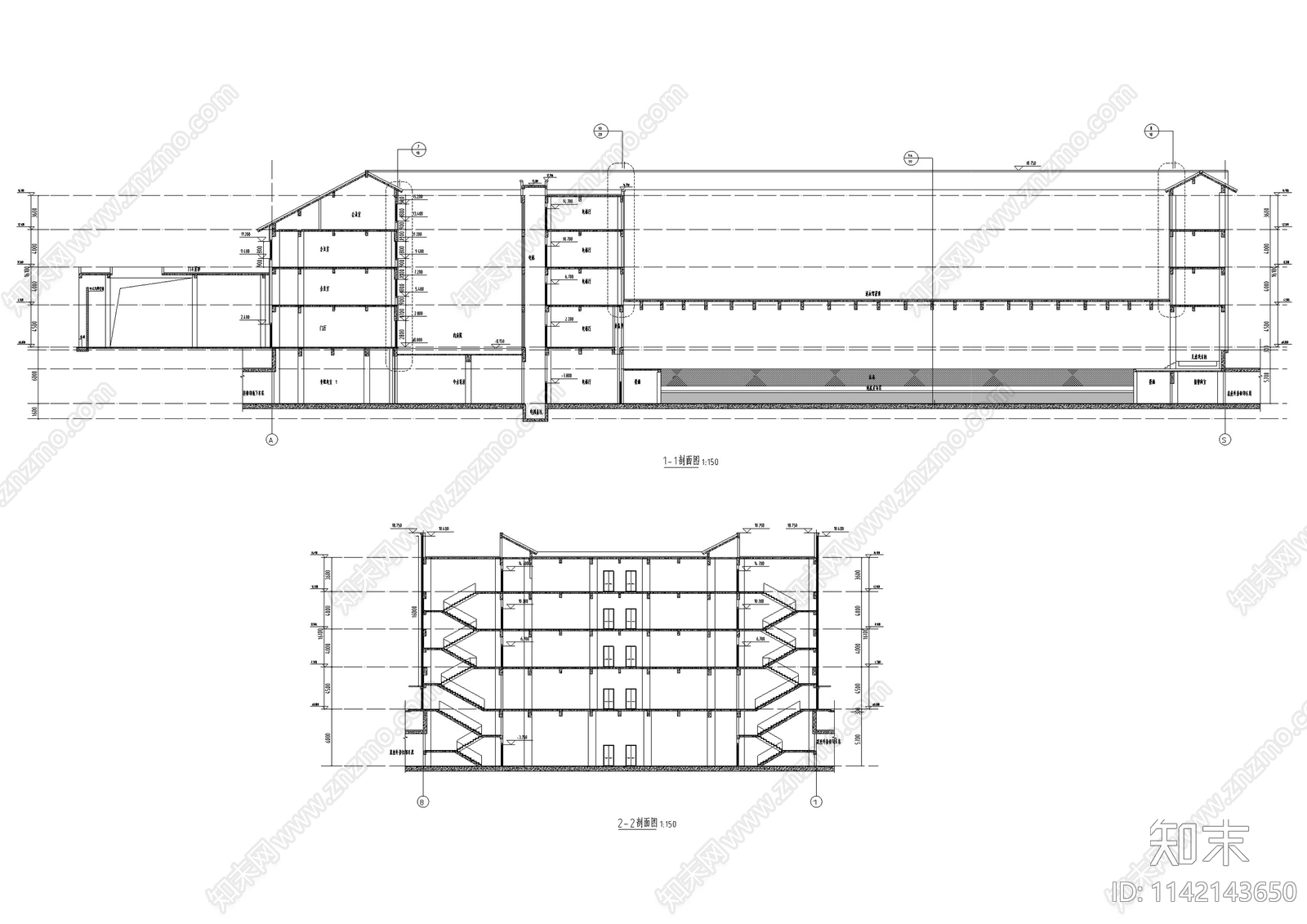 新中式企业会所建筑cad施工图下载【ID:1142143650】