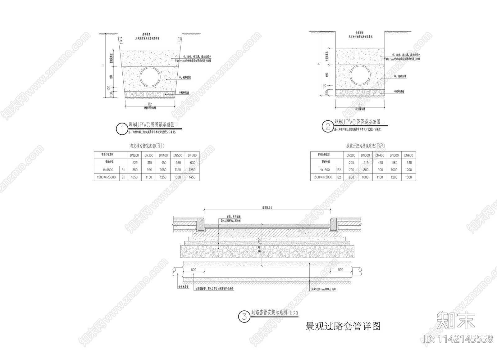 景观套管做法详图cad施工图下载【ID:1142145558】