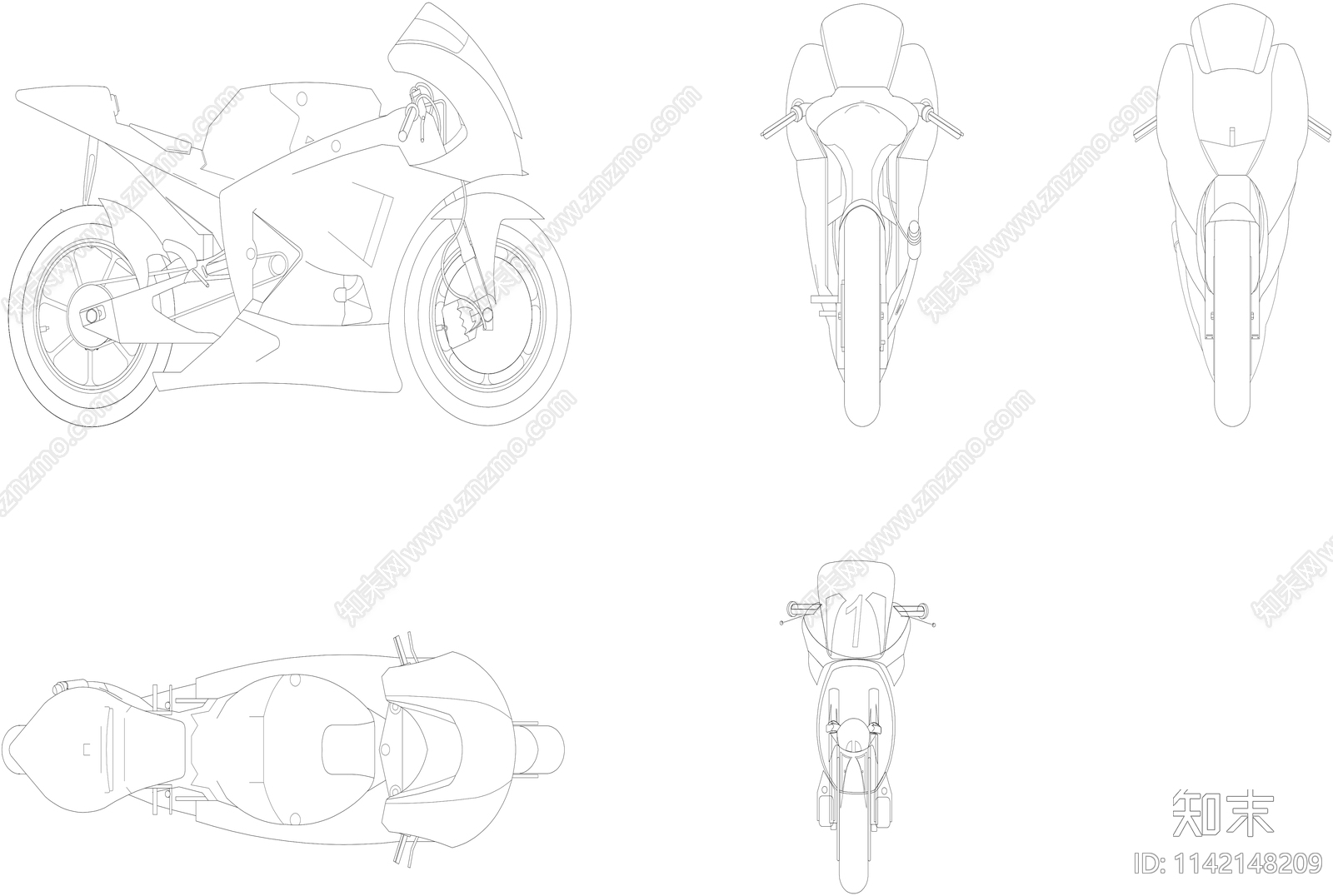 摩托车汽车自行车施工图下载【ID:1142148209】