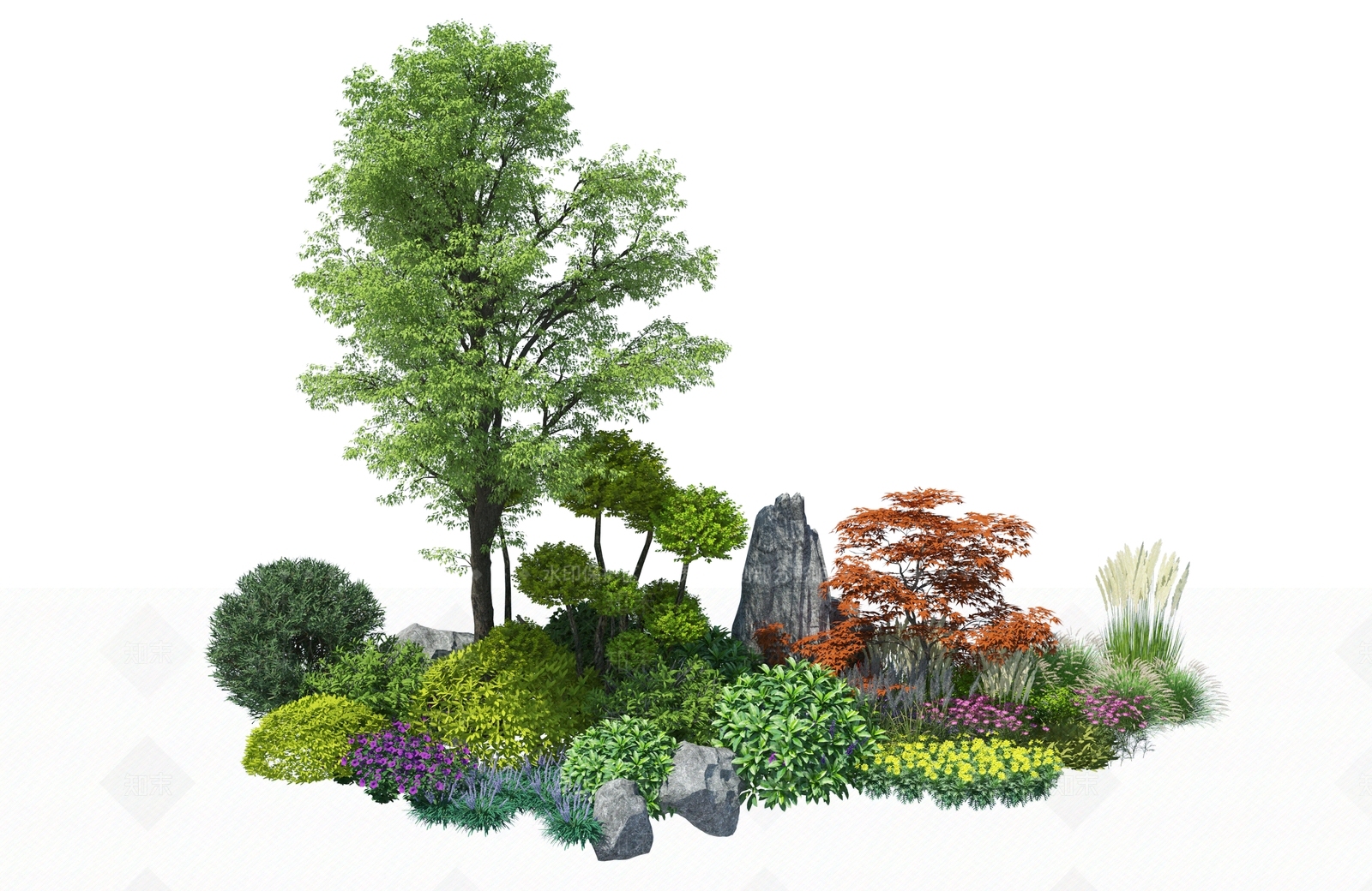 灌木乔木球形植物组合SU模型下载【ID:1142149630】