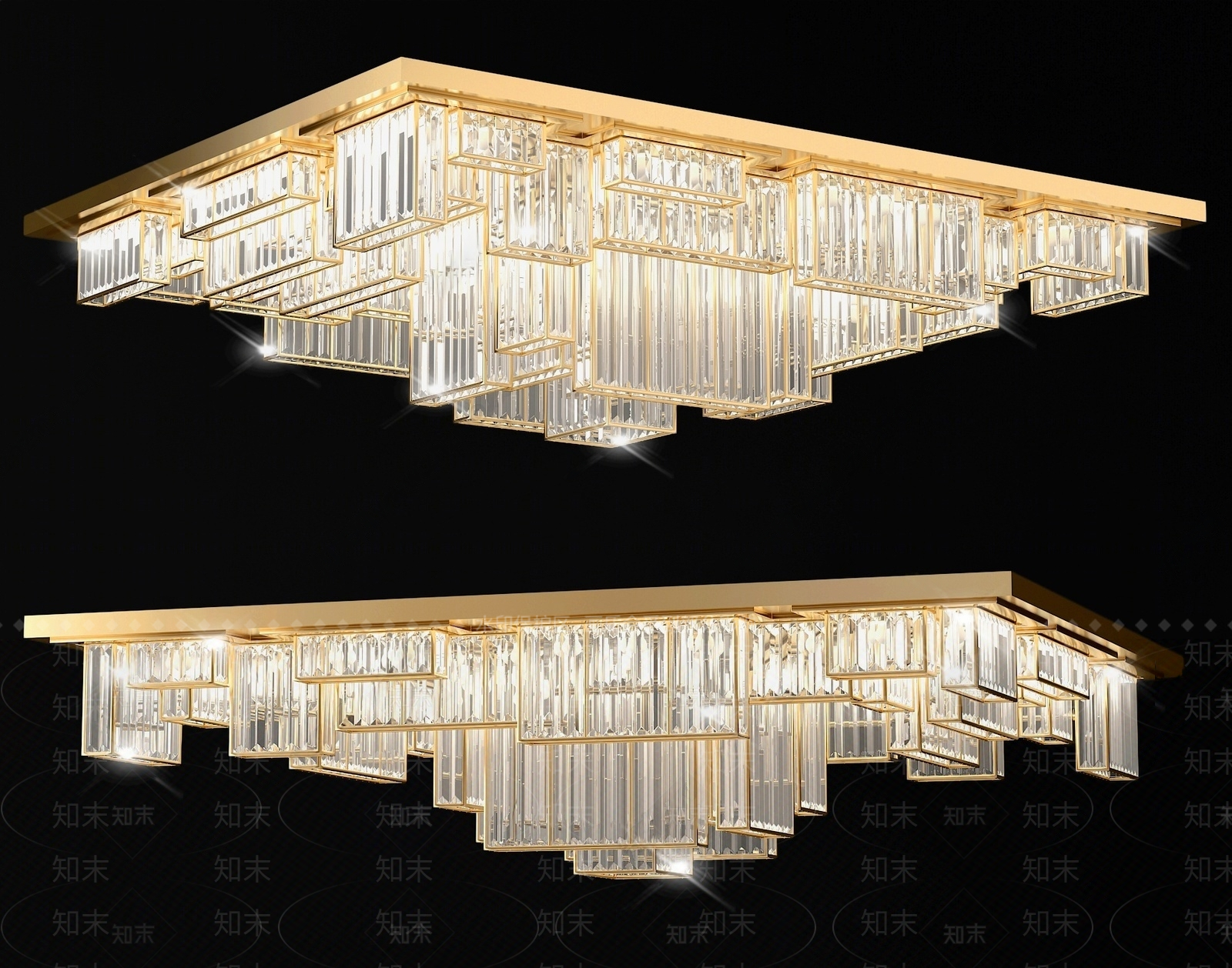 新中式水晶吸顶灯SU模型下载【ID:1142151957】