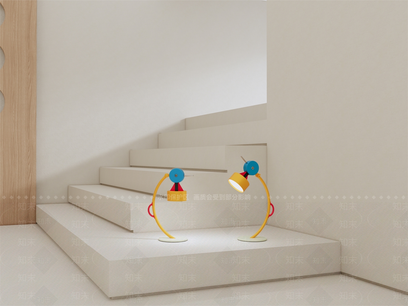 现代孟菲斯创意彩色几何台灯SU模型下载【ID:1142156784】