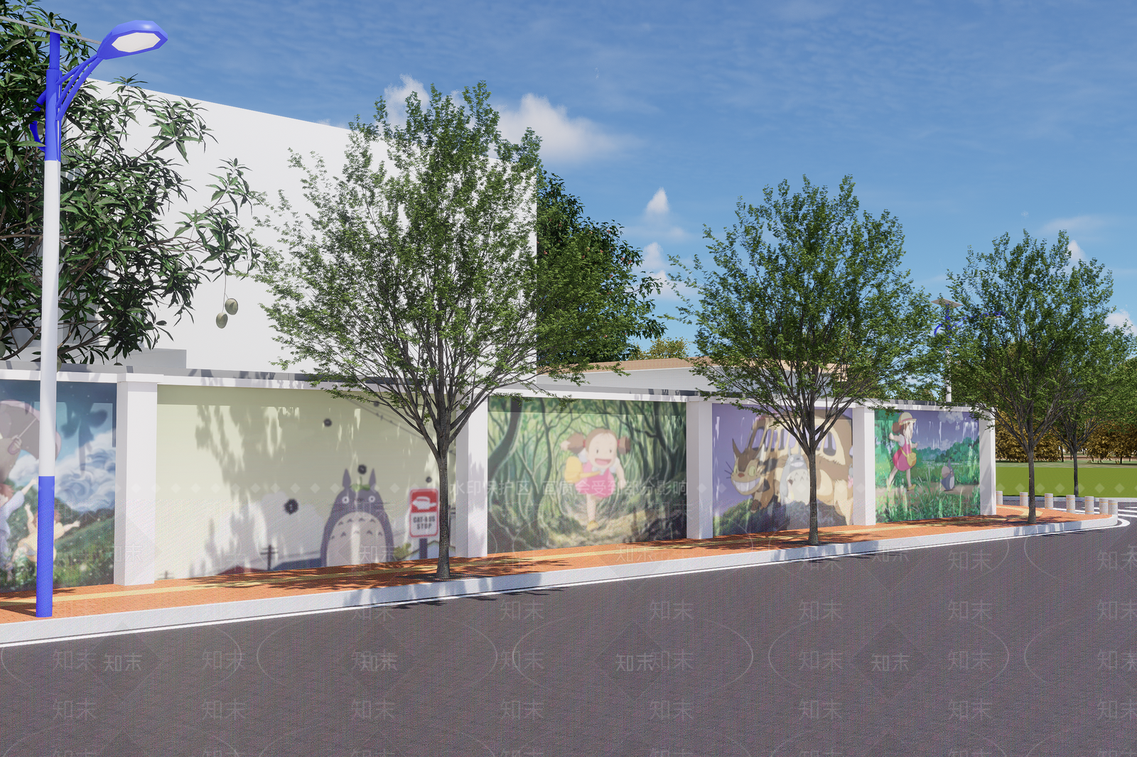 现代卡通人行道SU模型下载【ID:1142170583】