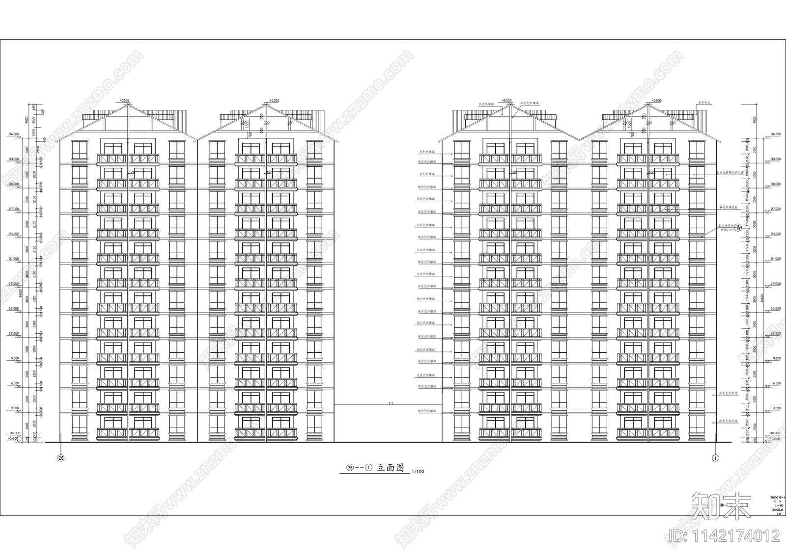 十二层小高层住宅楼建筑cad施工图下载【ID:1142174012】