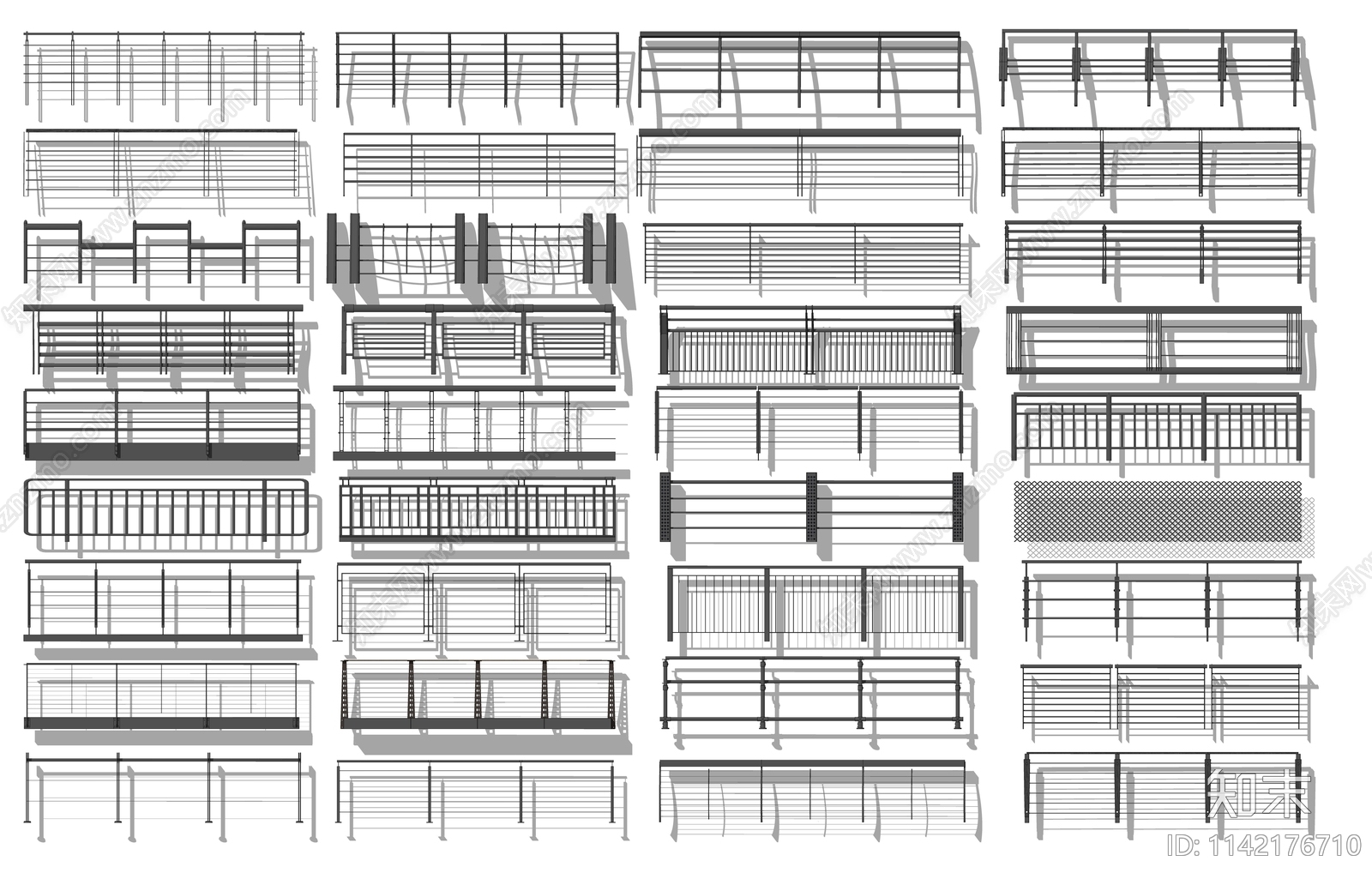 现代围栏护栏SU模型下载【ID:1142176710】