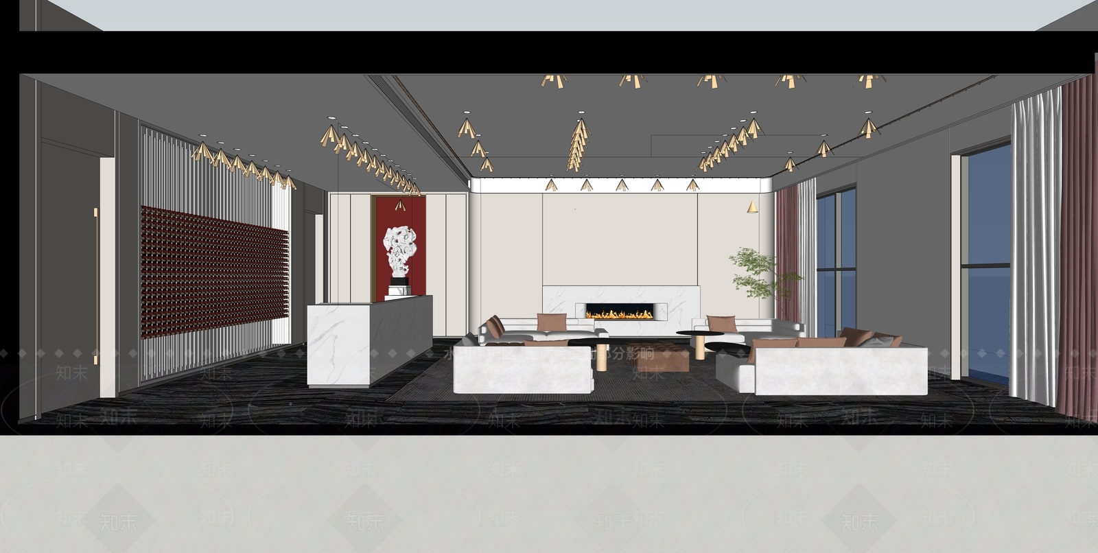 现代休息区SU模型下载【ID:1142177199】