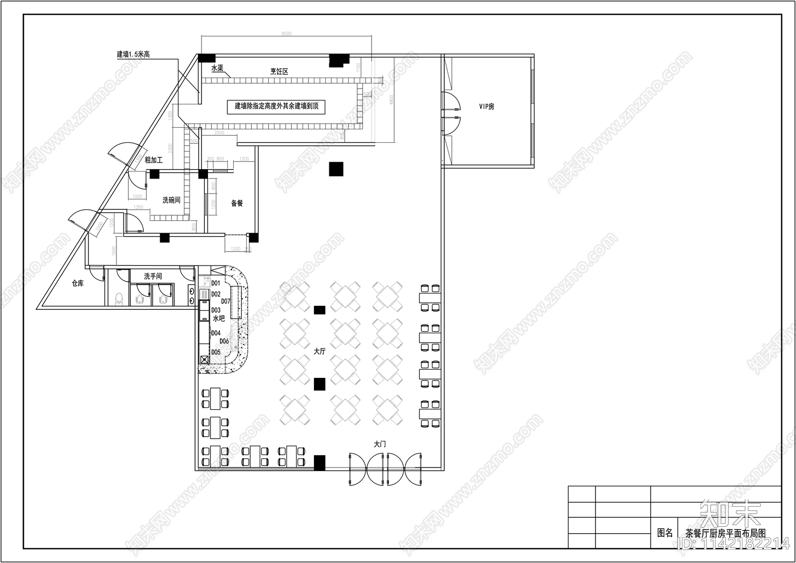茶餐厅厨房平面图施工图下载【ID:1142182214】