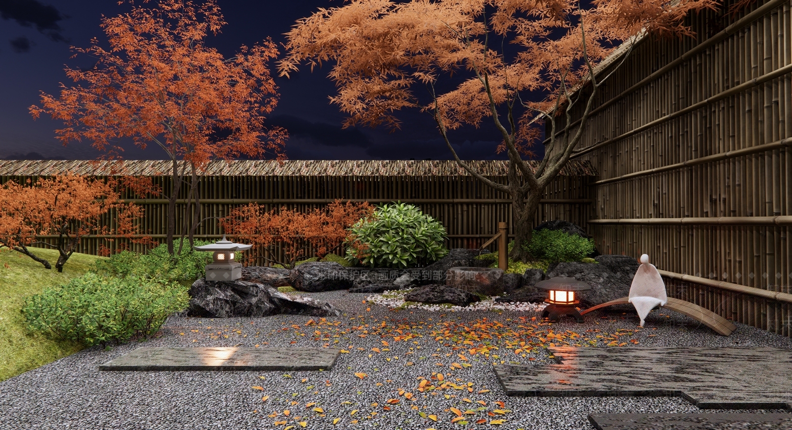 日式禅意庭院景观SU模型下载【ID:1142182334】