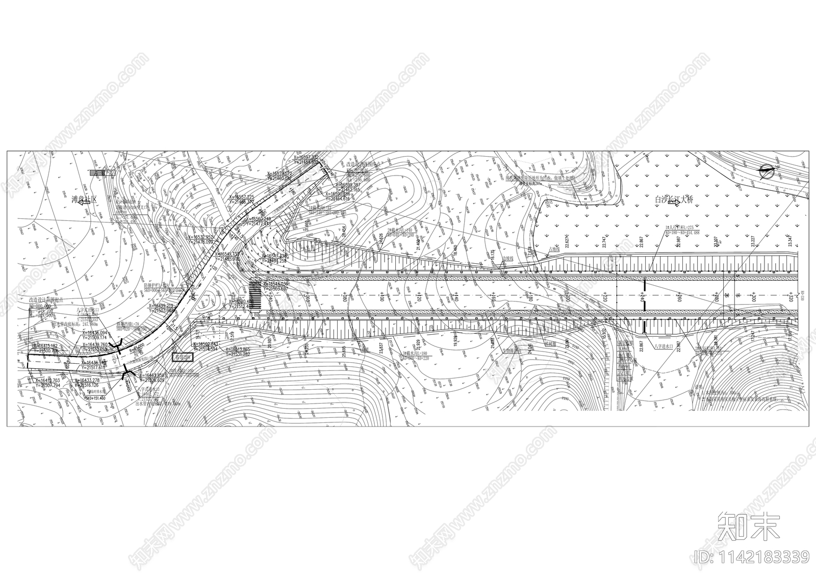 白沙长江大桥至滩盘物流区道路工程cad施工图下载【ID:1142183339】