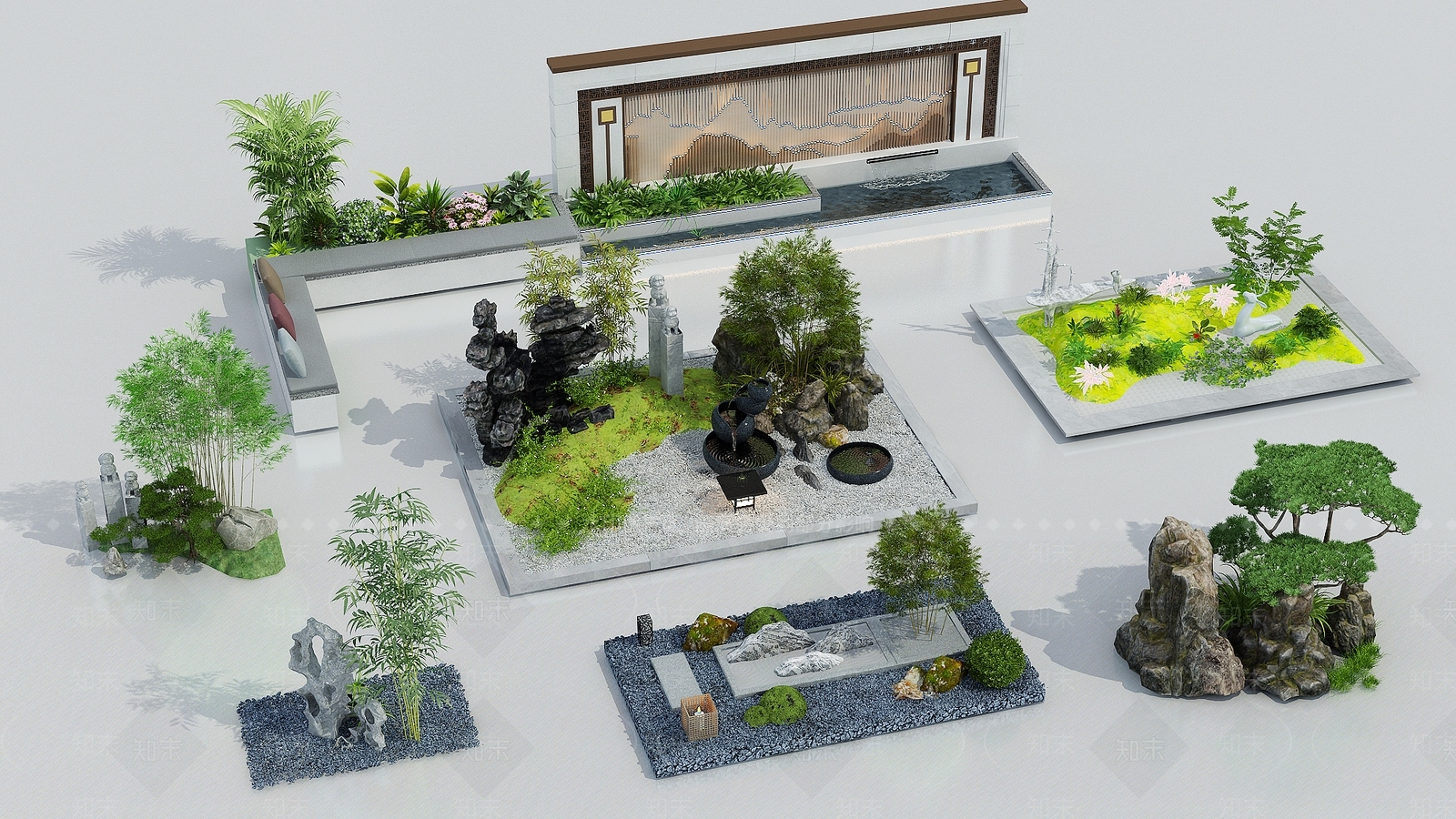 中式园林3D模型3D模型下载【ID:1142183979】