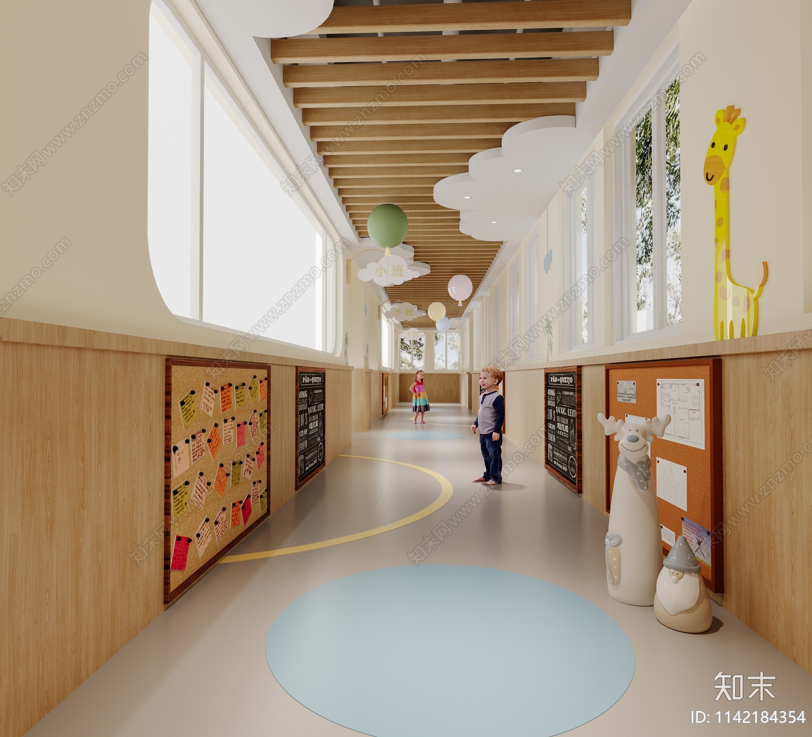 幼儿园教室前台走廊3D模型下载【ID:1142184354】