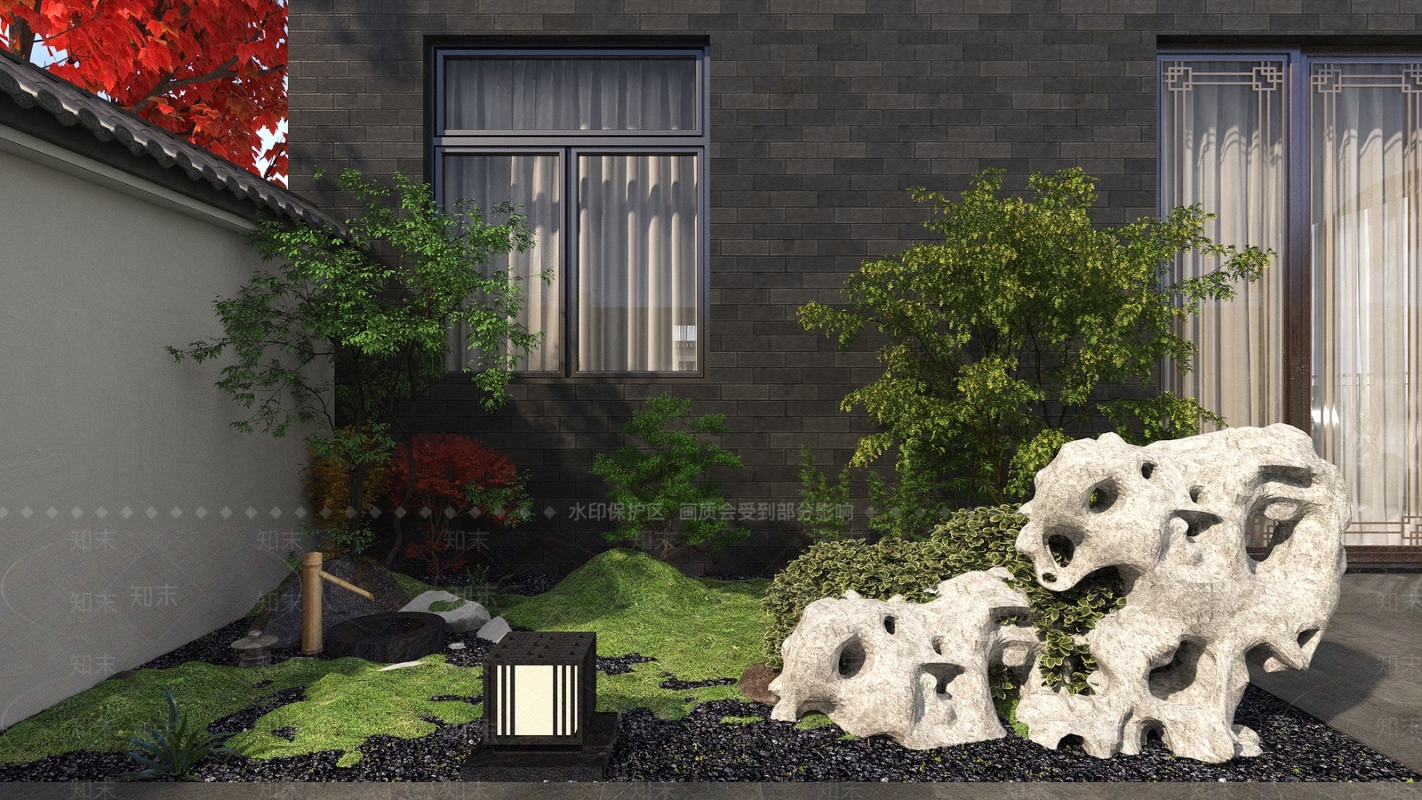 中式园林景观3D模型下载【ID:1142185603】