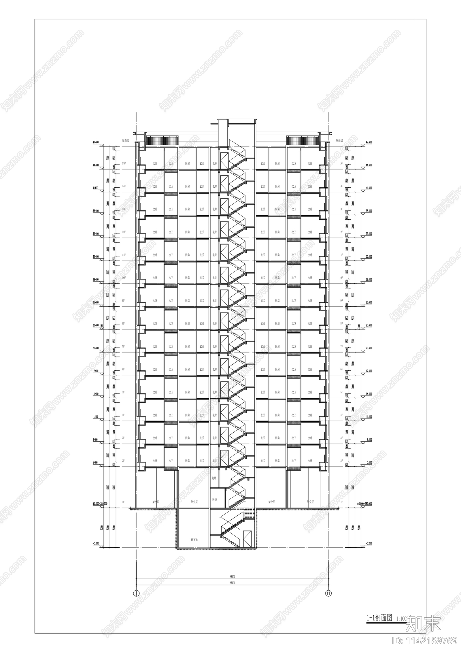 华侨城住宅区建筑cad施工图下载【ID:1142189769】