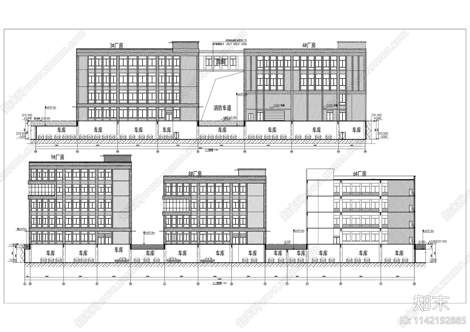 建桥先进制造产业园建筑cad施工图下载【ID:1142192885】
