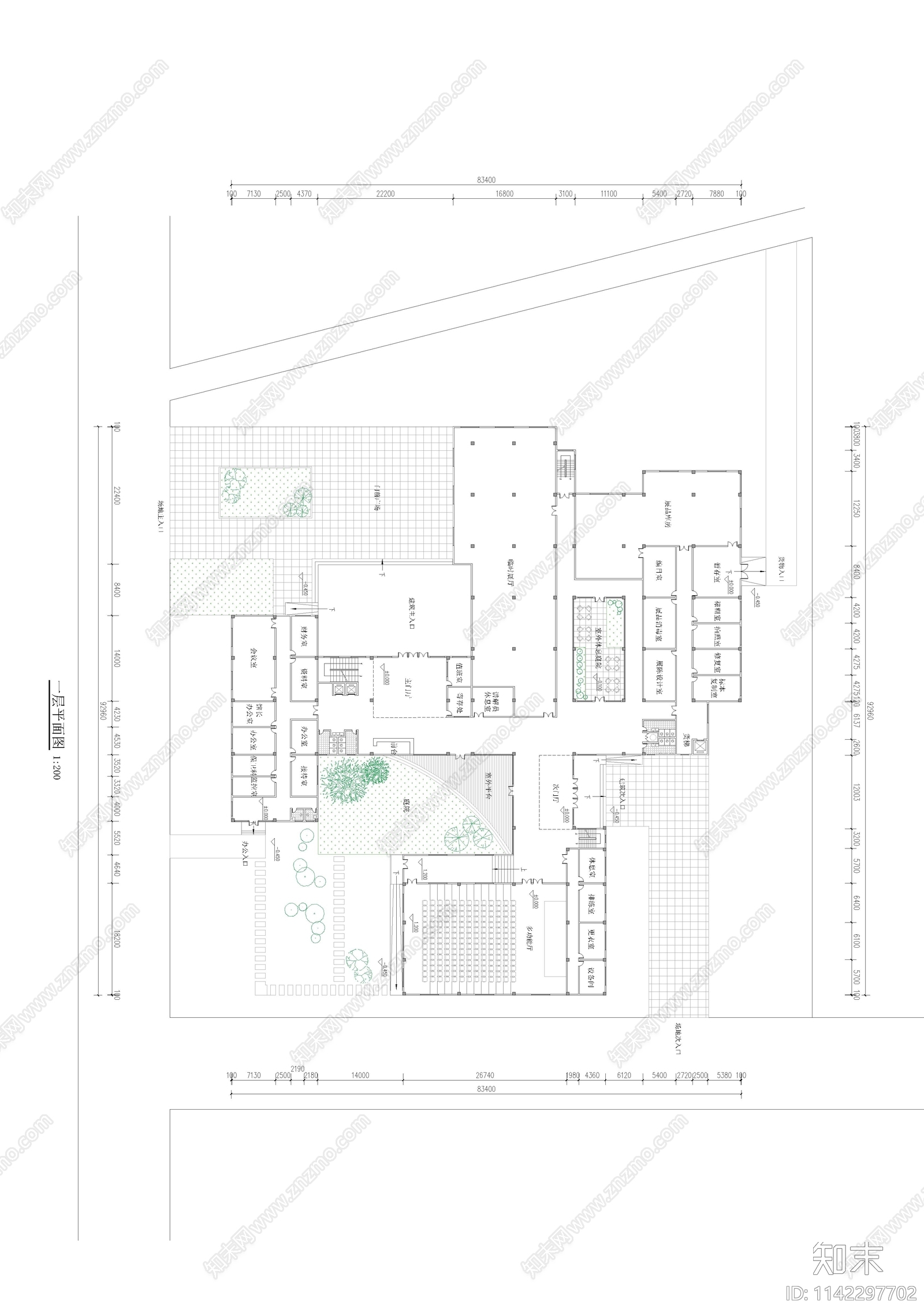 展览馆建筑平面图施工图下载【ID:1142297702】