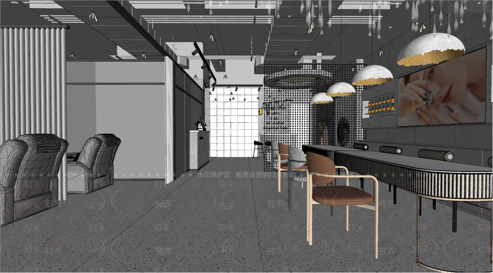现代美容美甲店SU模型下载【ID:1142200685】