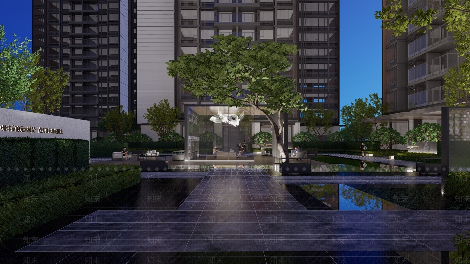 现代小区景观SU模型下载【ID:1142200746】