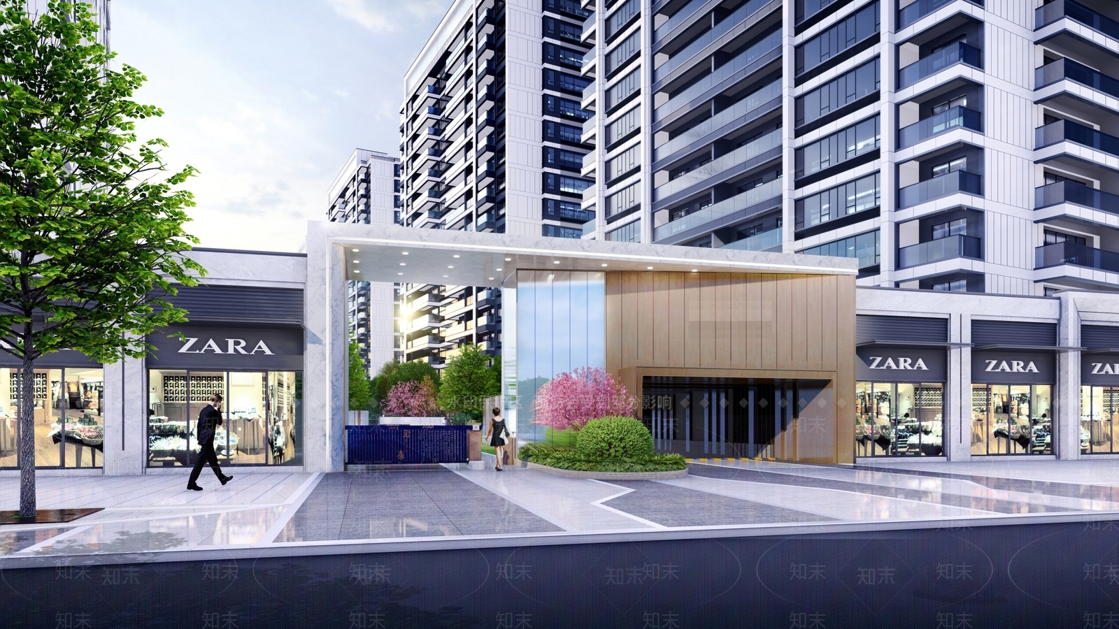 现代风格小区入口大门SU模型下载【ID:1142992452】