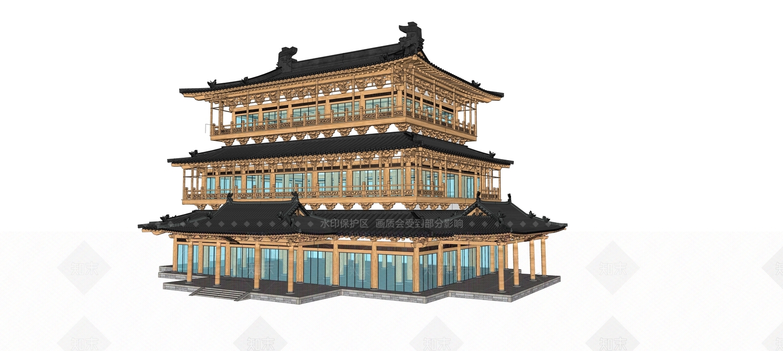 中式古建筑SU模型下载【ID:1142205960】_知末su模型网