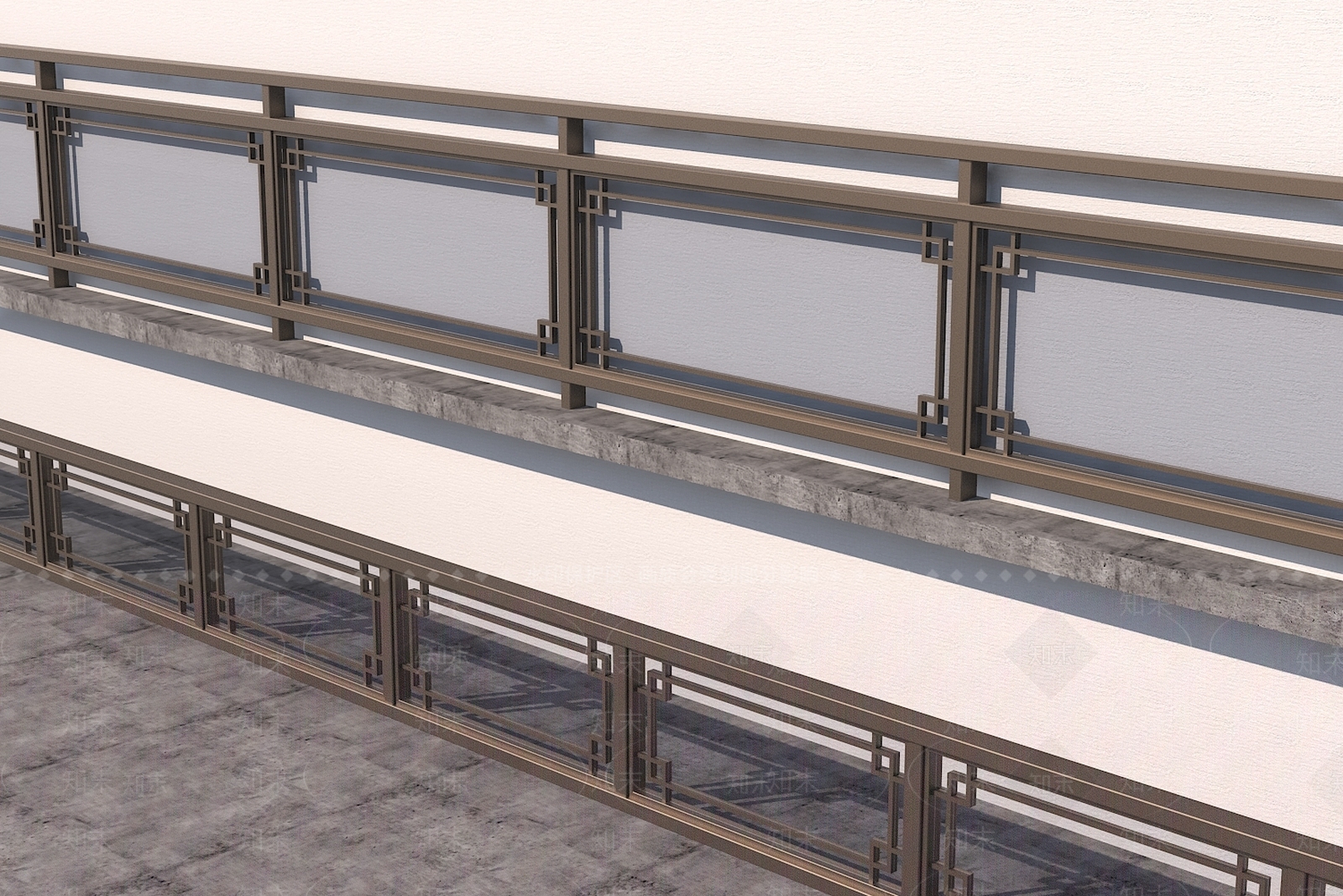 中式玻璃合金栏杆3D模型下载【ID:1142205878】