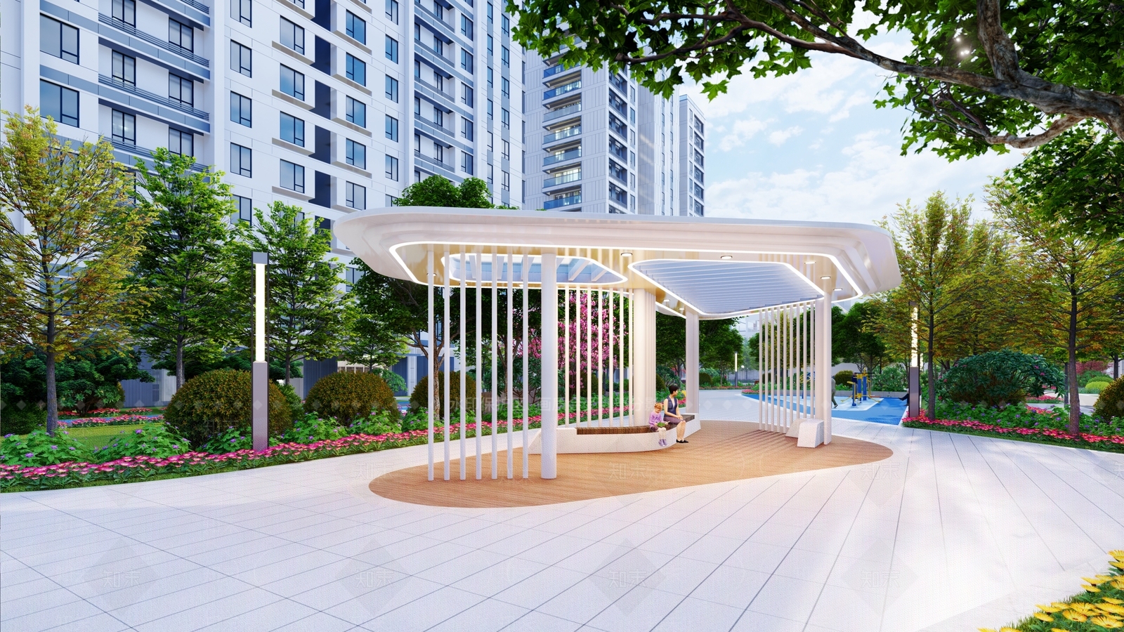 现代廊架SU模型下载【ID:1142991694】